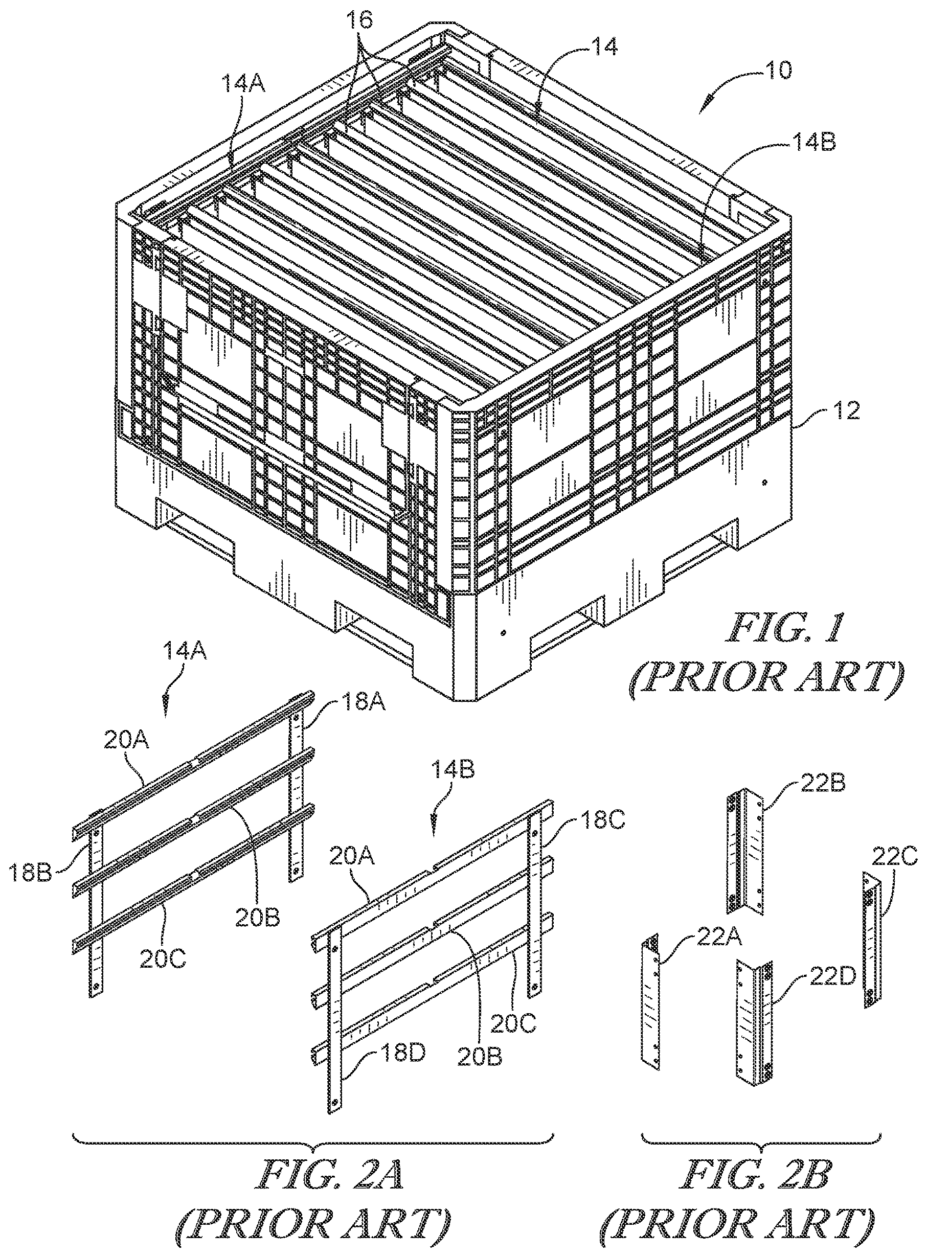 Patent US12097994 — Rail support system for a dunnage container — Figure 1