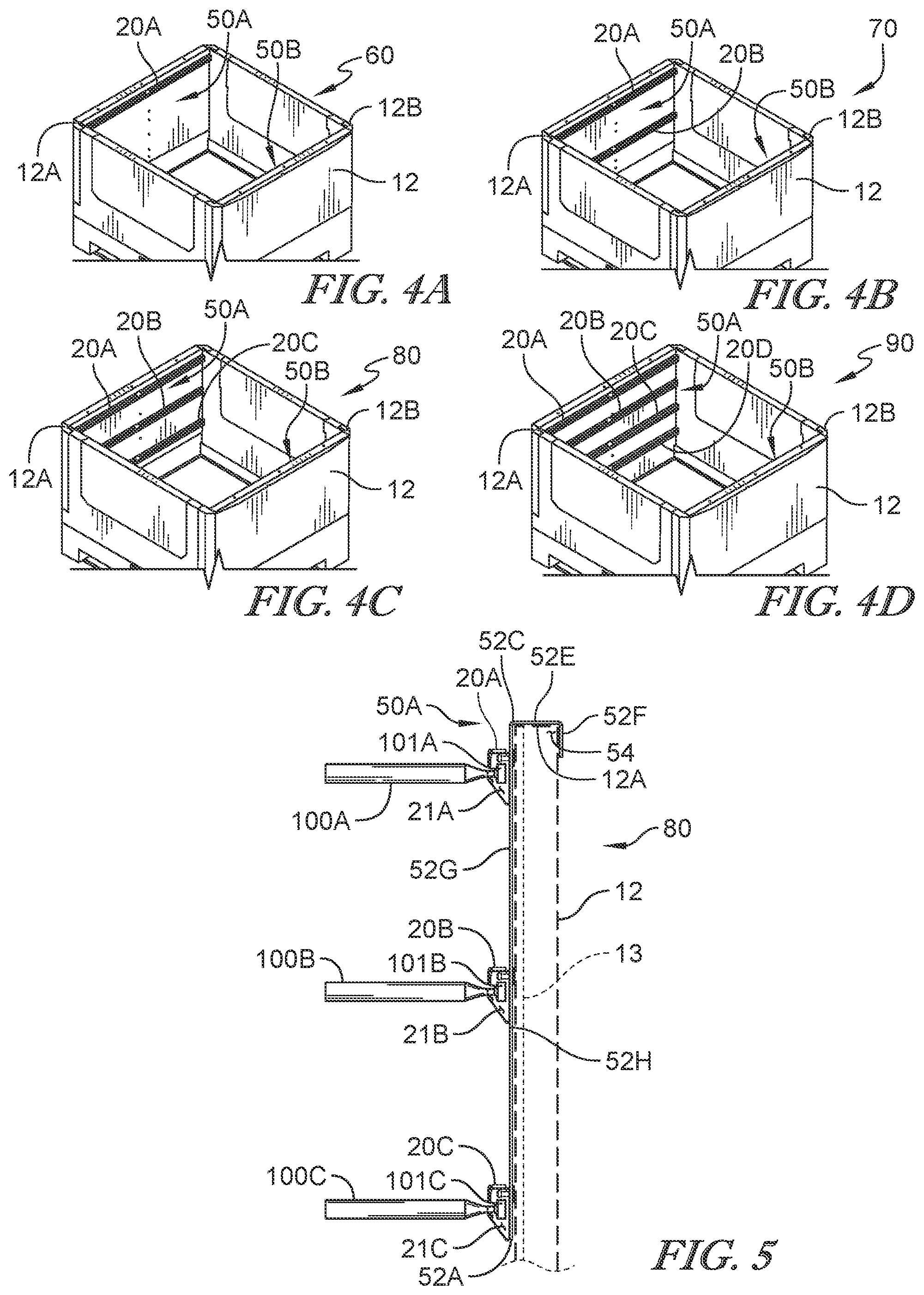Patent US12097994 Figure 3 – Rail support system for a dunnage container
