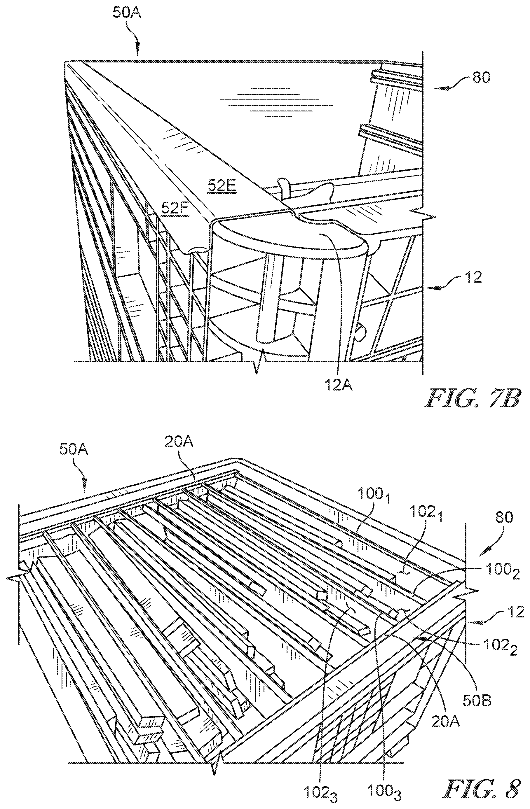 Patent US12097994 Figure 5 – Rail support system for a dunnage container