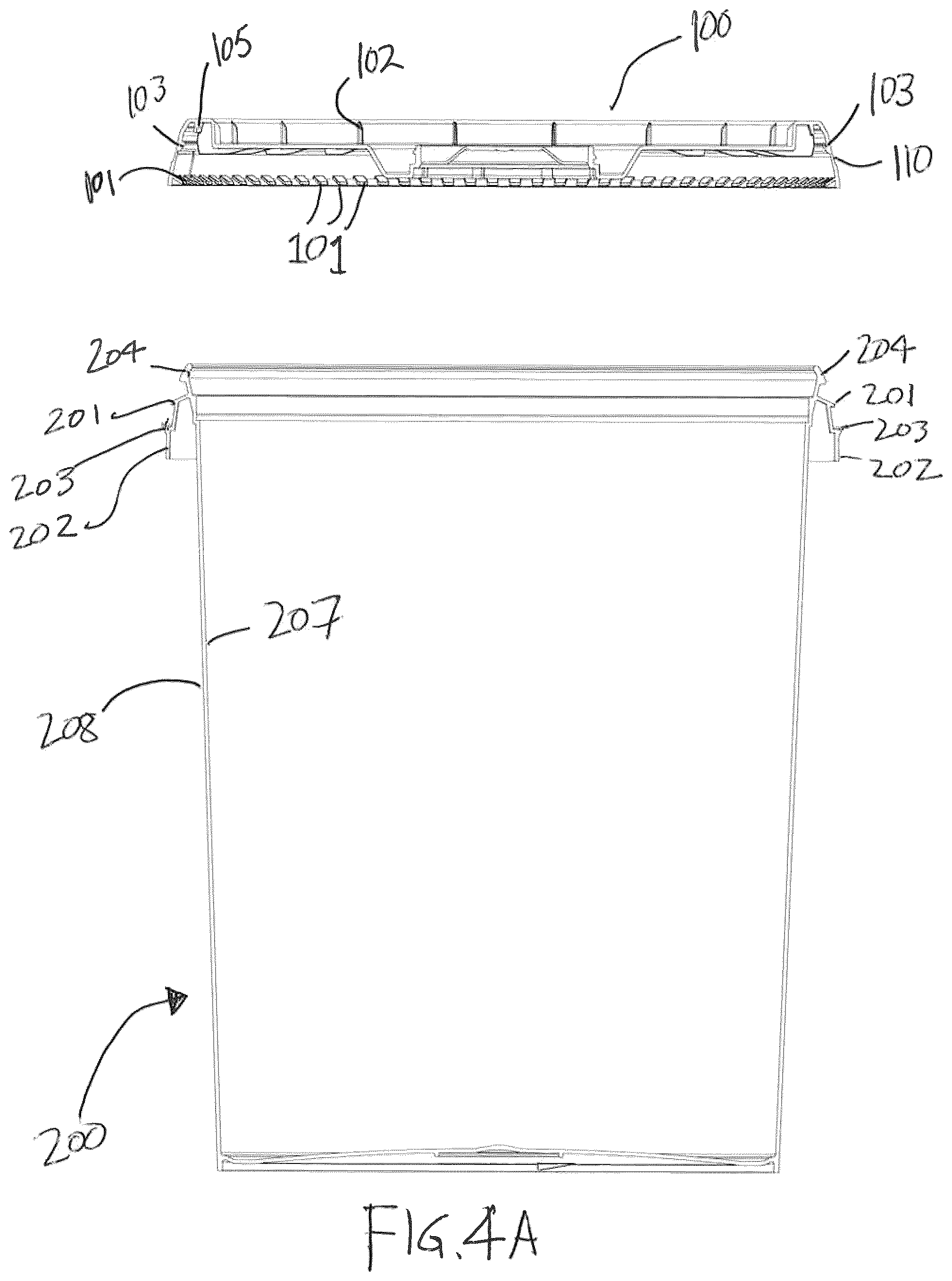 Patent US12097999 Figure 6 – Double lock lid with flexible tab