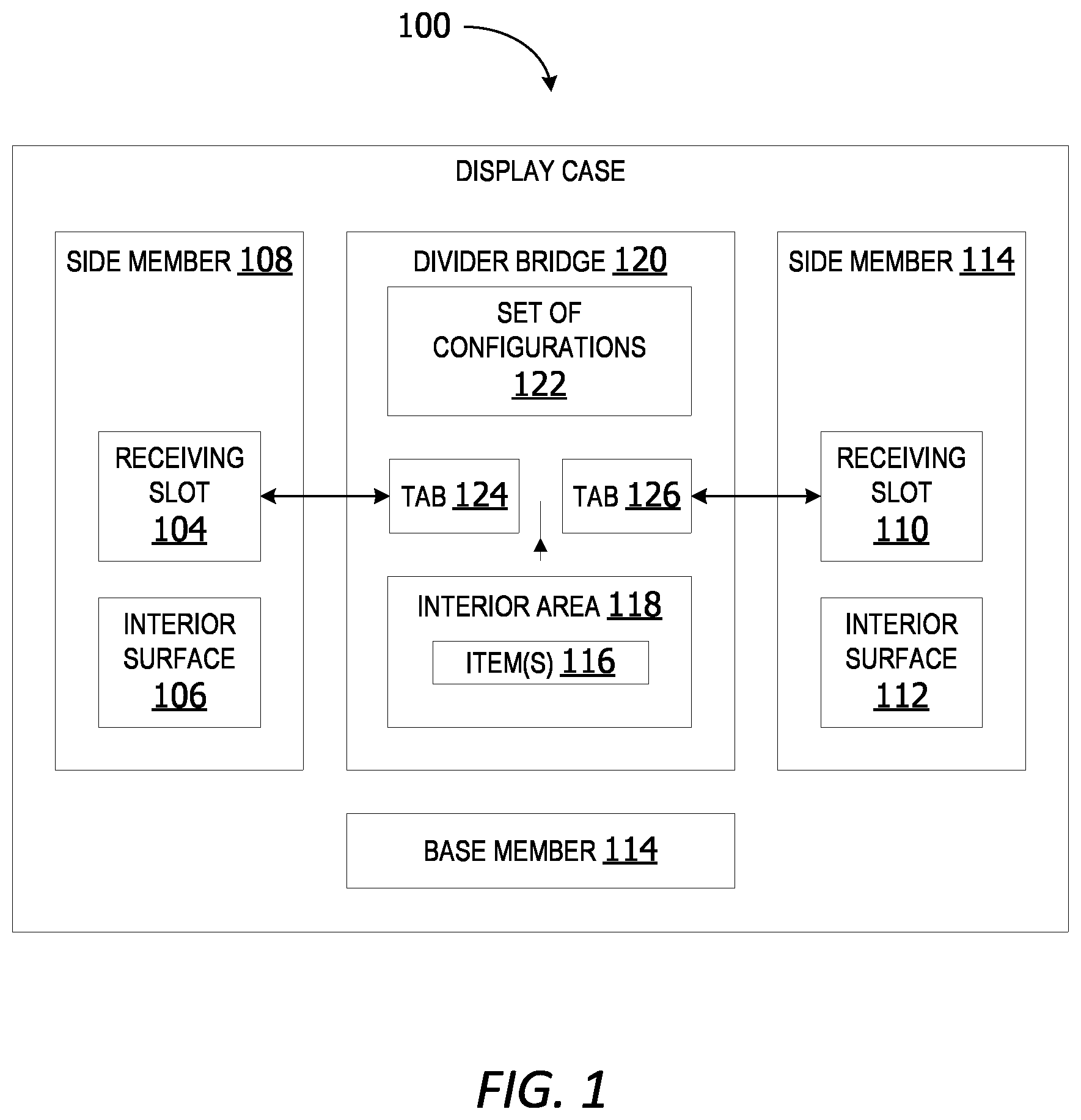 Patent US12098001 Figure 1 – Configurable horizontal divider bridge system
