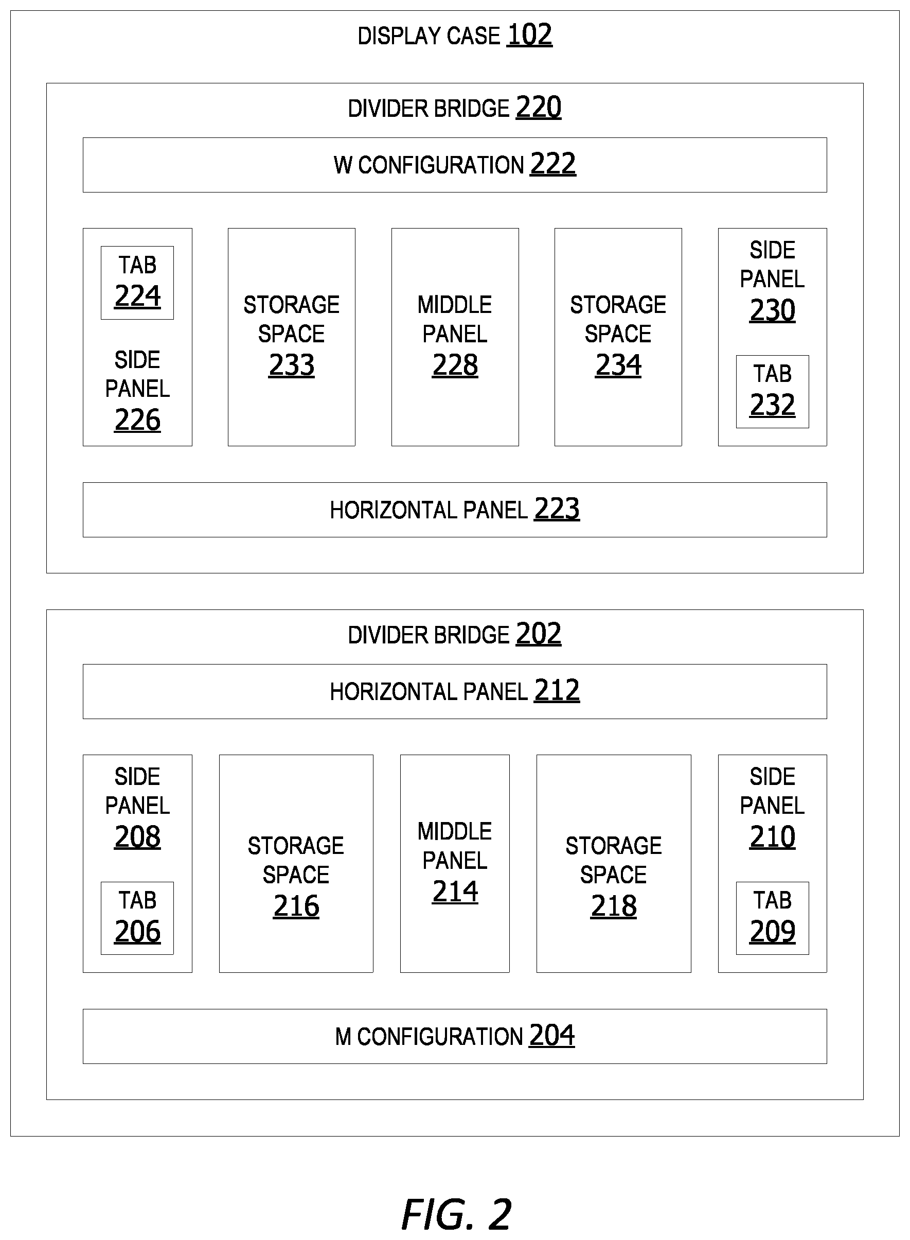 Patent US12098001 Figure 2 – Configurable horizontal divider bridge system