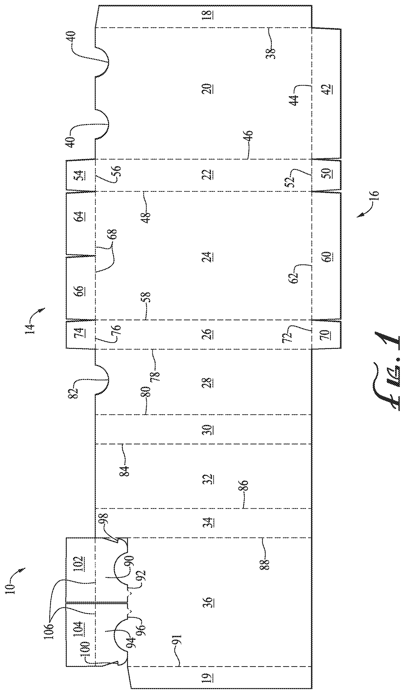 Patent US12098002 Figure 1 – Dual compartment dispensing box with top slide openings