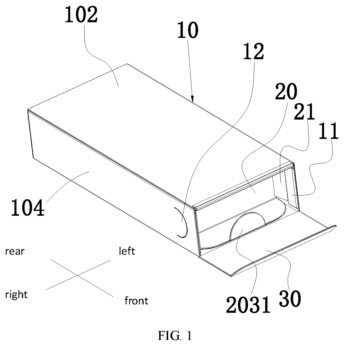 Patent US12098003 Figure 1 – One-piece carton with child-resistant function