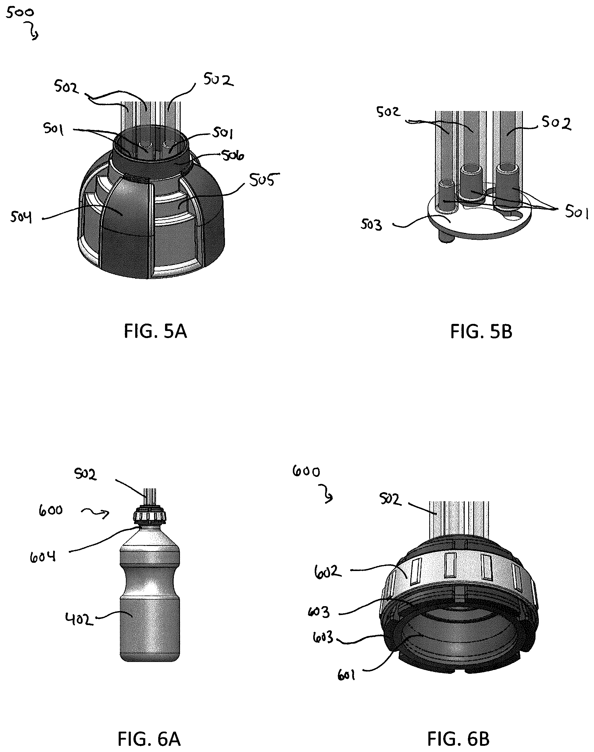 Patent US12098005 Figure 4 – Water bottle cap assemblies