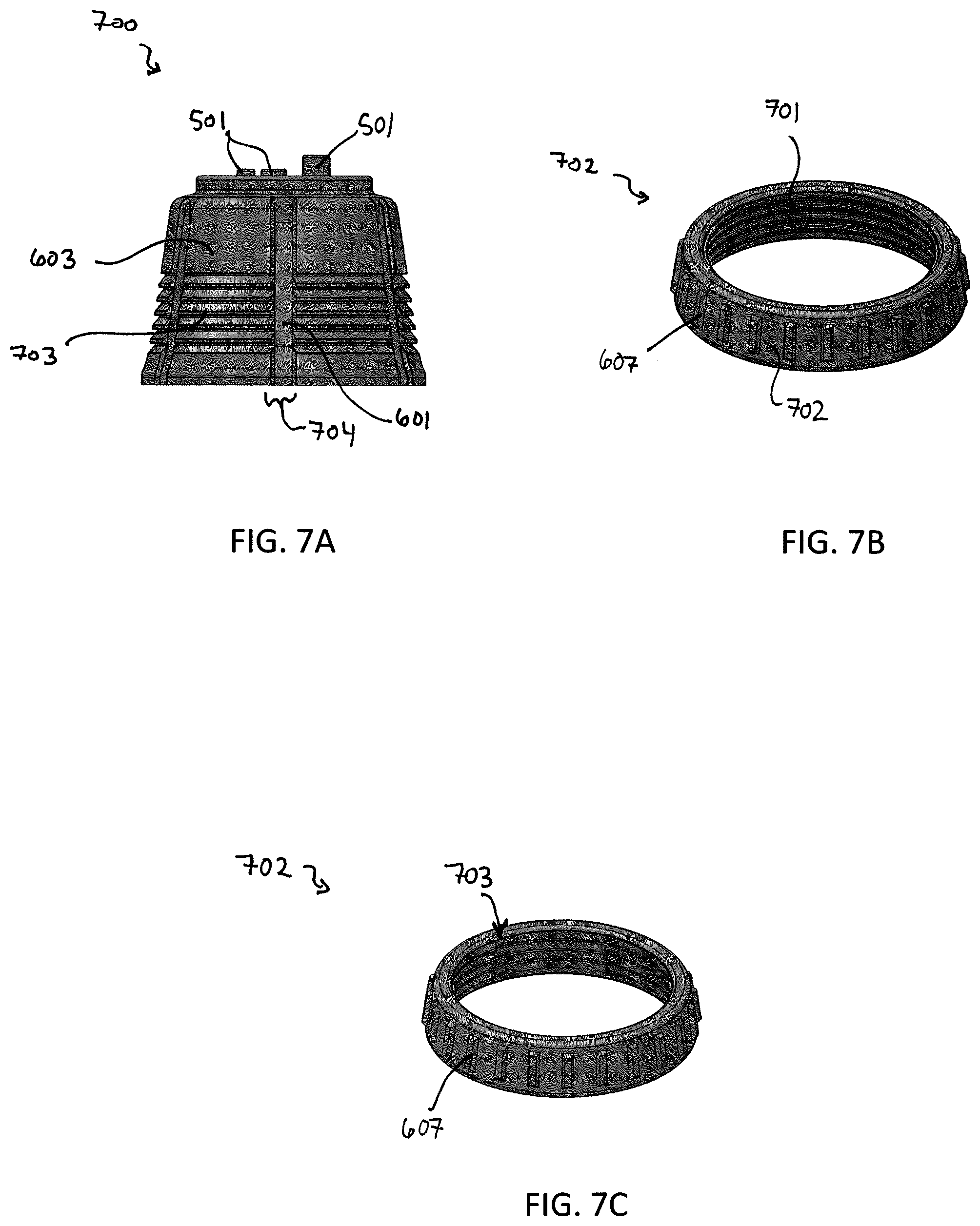 Patent US12098005 Figure 7 – Water bottle cap assemblies