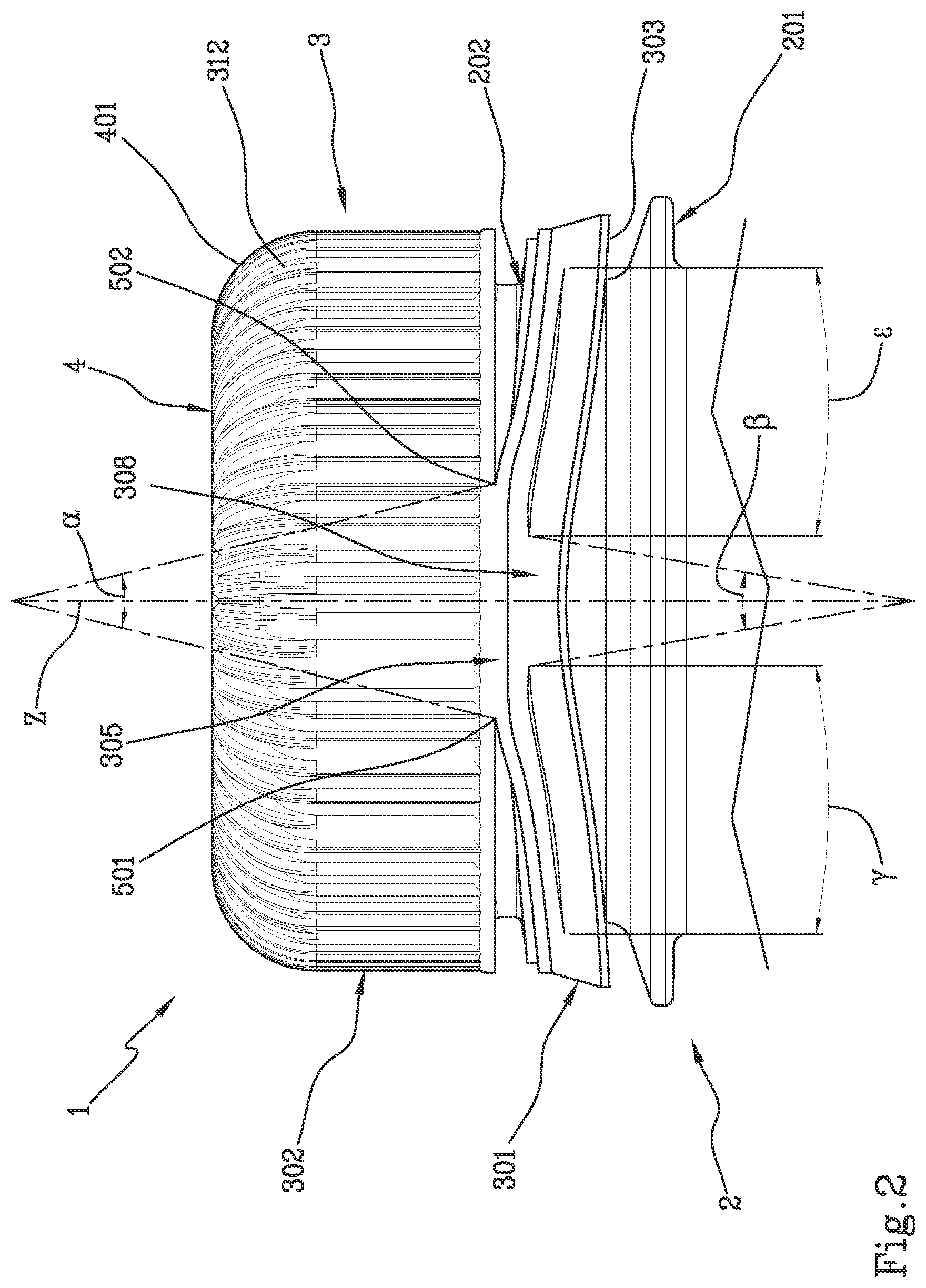 Patent US12098006 Figure 2 – Closing cap for a container