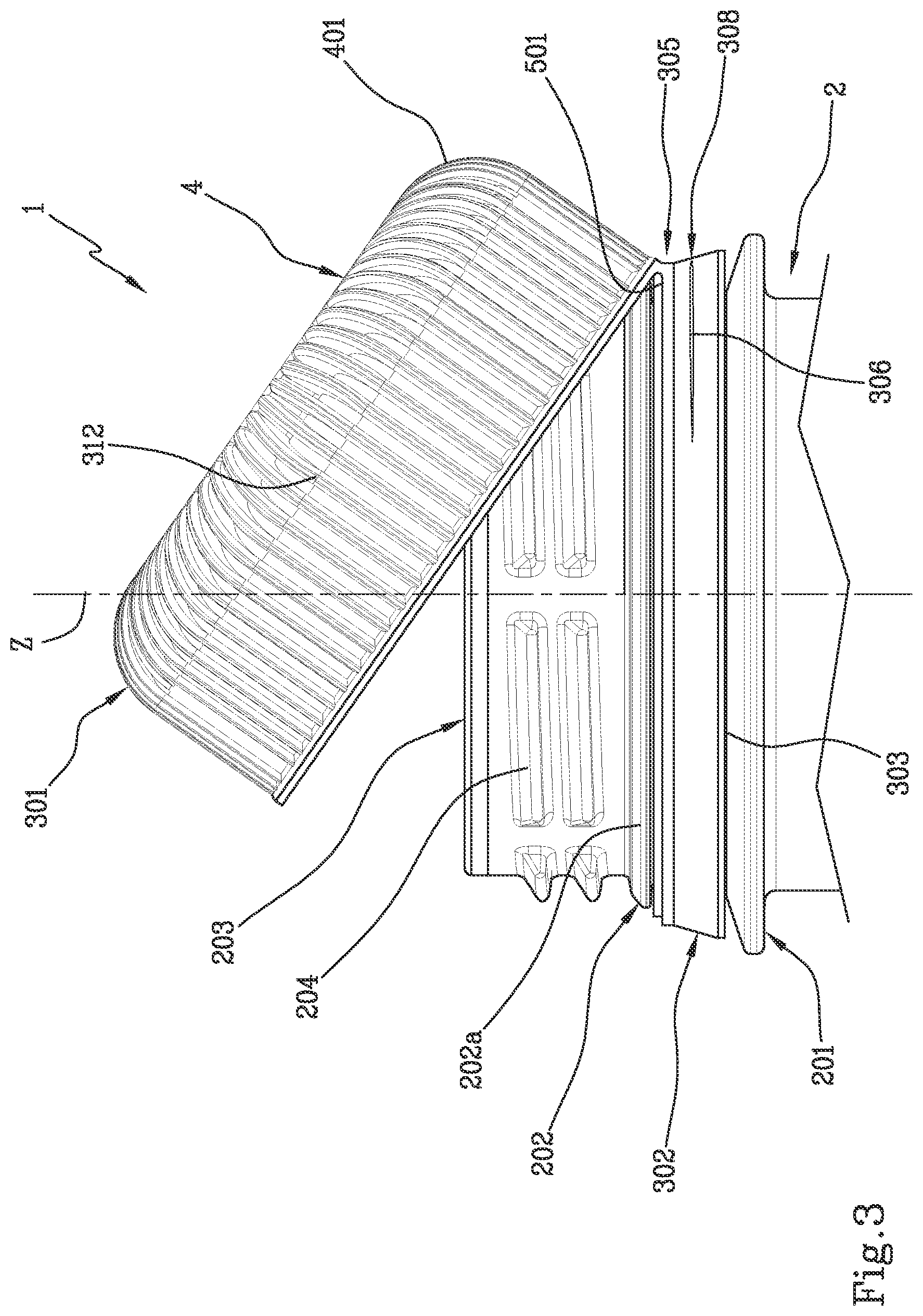 Patent US12098006 Figure 3 – Closing cap for a container