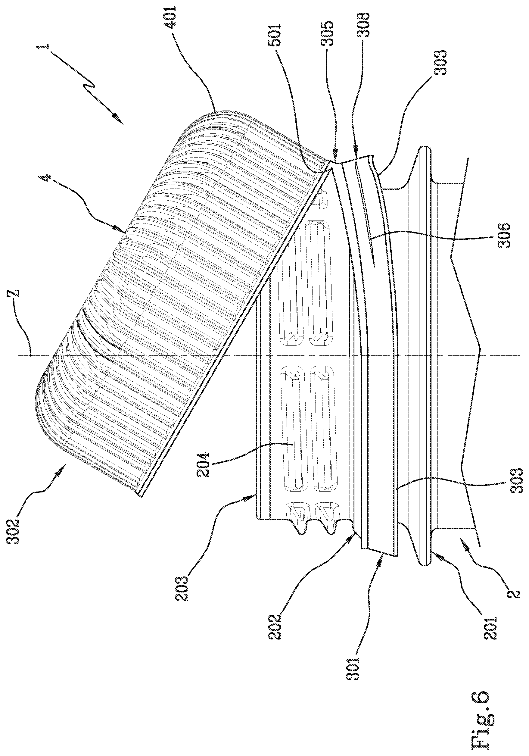 Patent US12098006 Figure 6 – Closing cap for a container