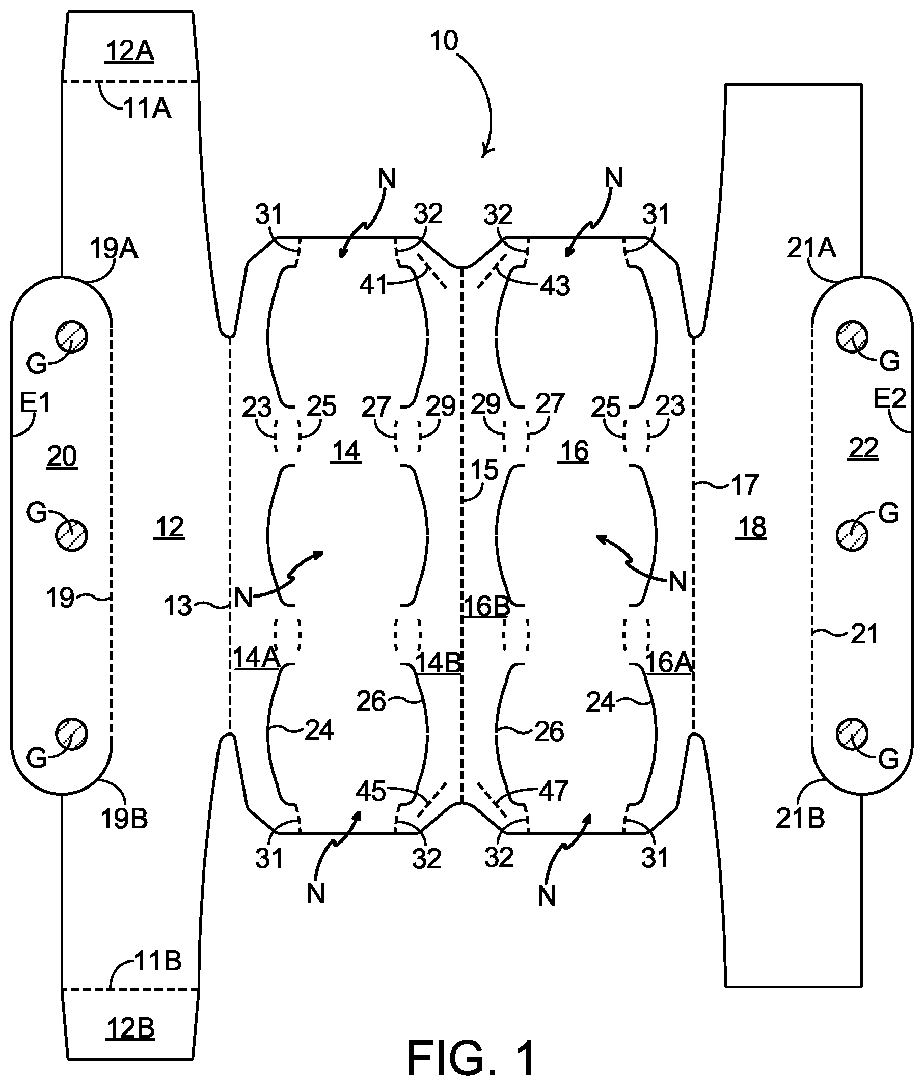 Patent US12098008 Figure 1 – Article carrier, blank and method of construction