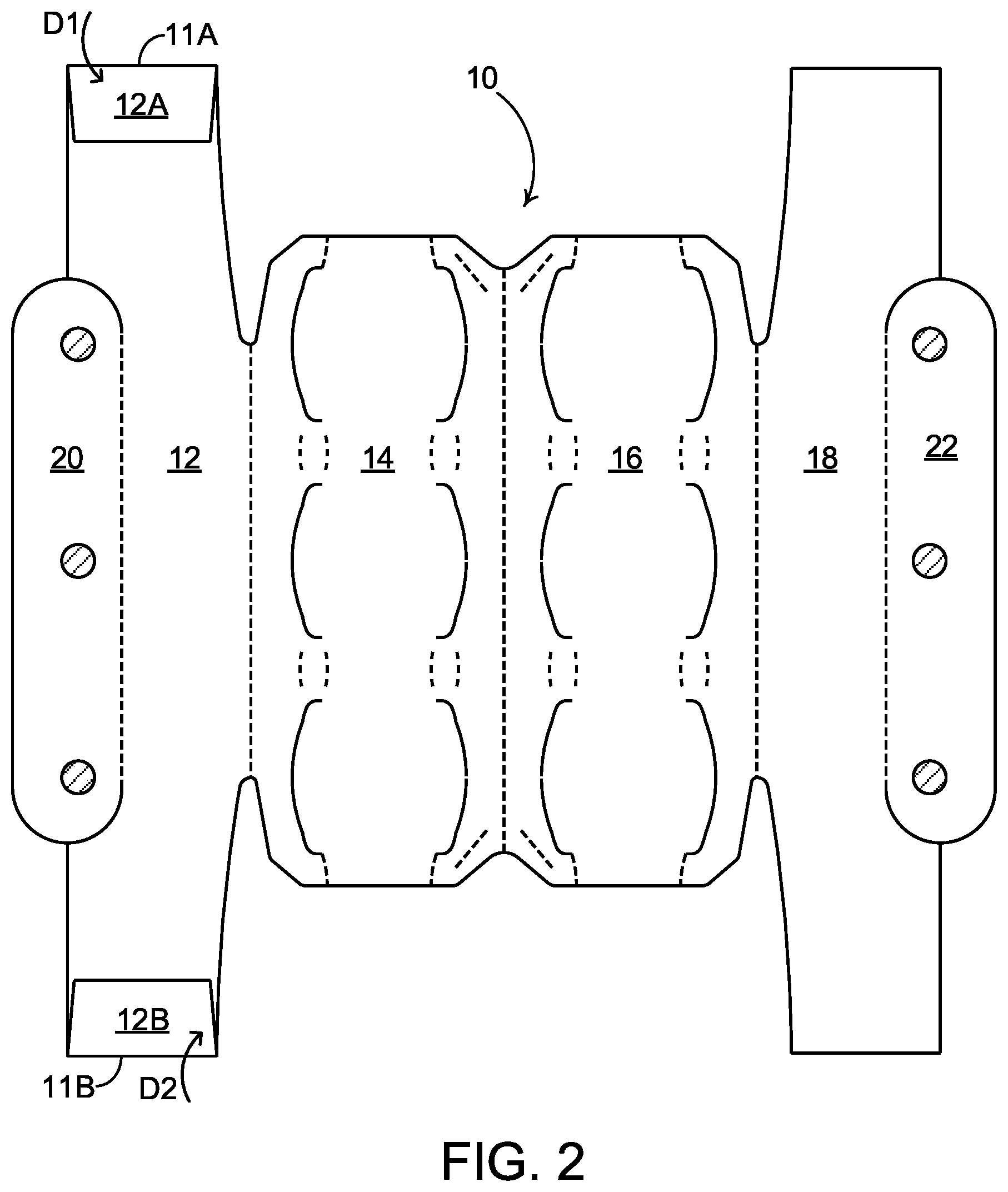 Patent US12098008 Figure 2 – Article carrier, blank and method of construction