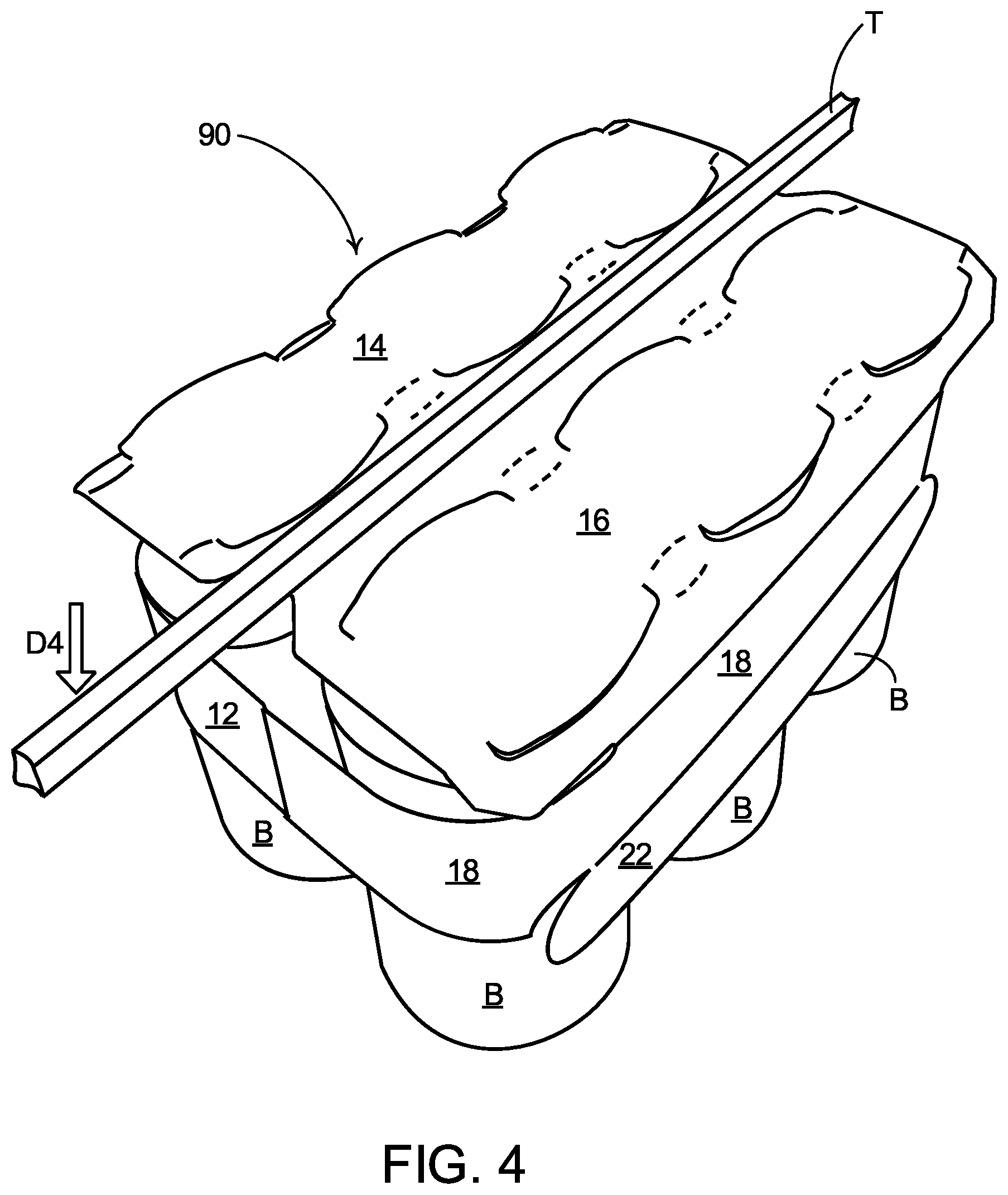 Patent US12098008 Figure 4 – Article carrier, blank and method of construction