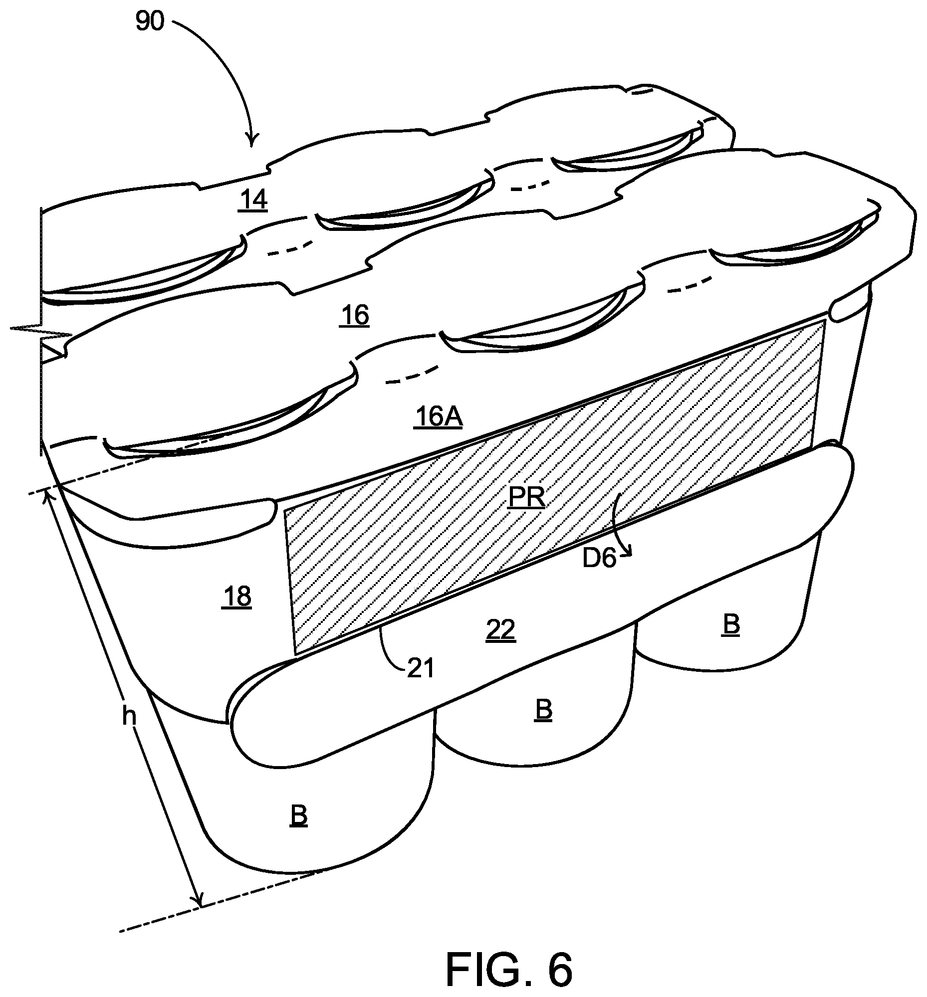 Patent US12098008 Figure 6 – Article carrier, blank and method of construction