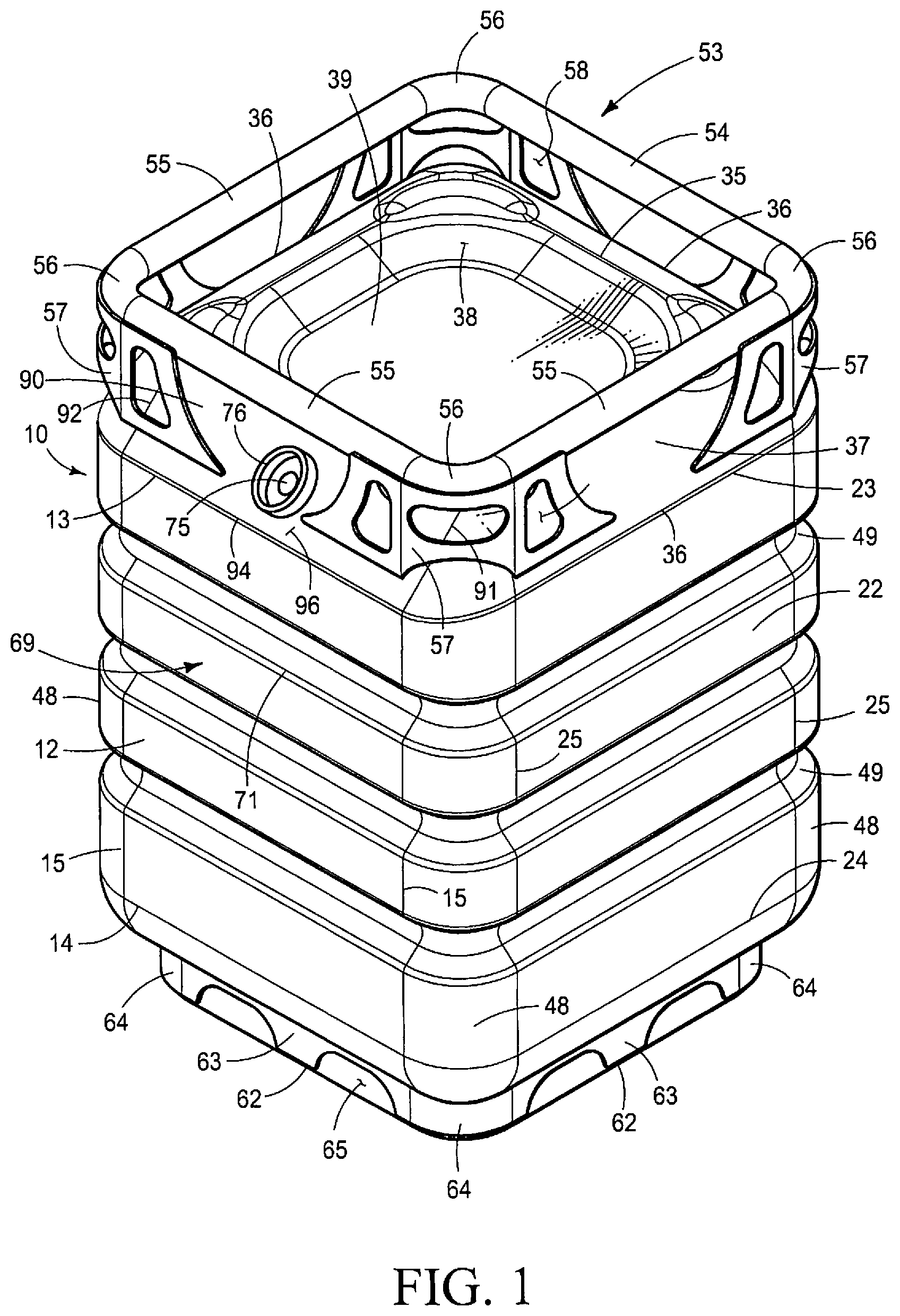 Patent US12098010 Figure 1 – Container for storing, transporting and dispensing a beverage