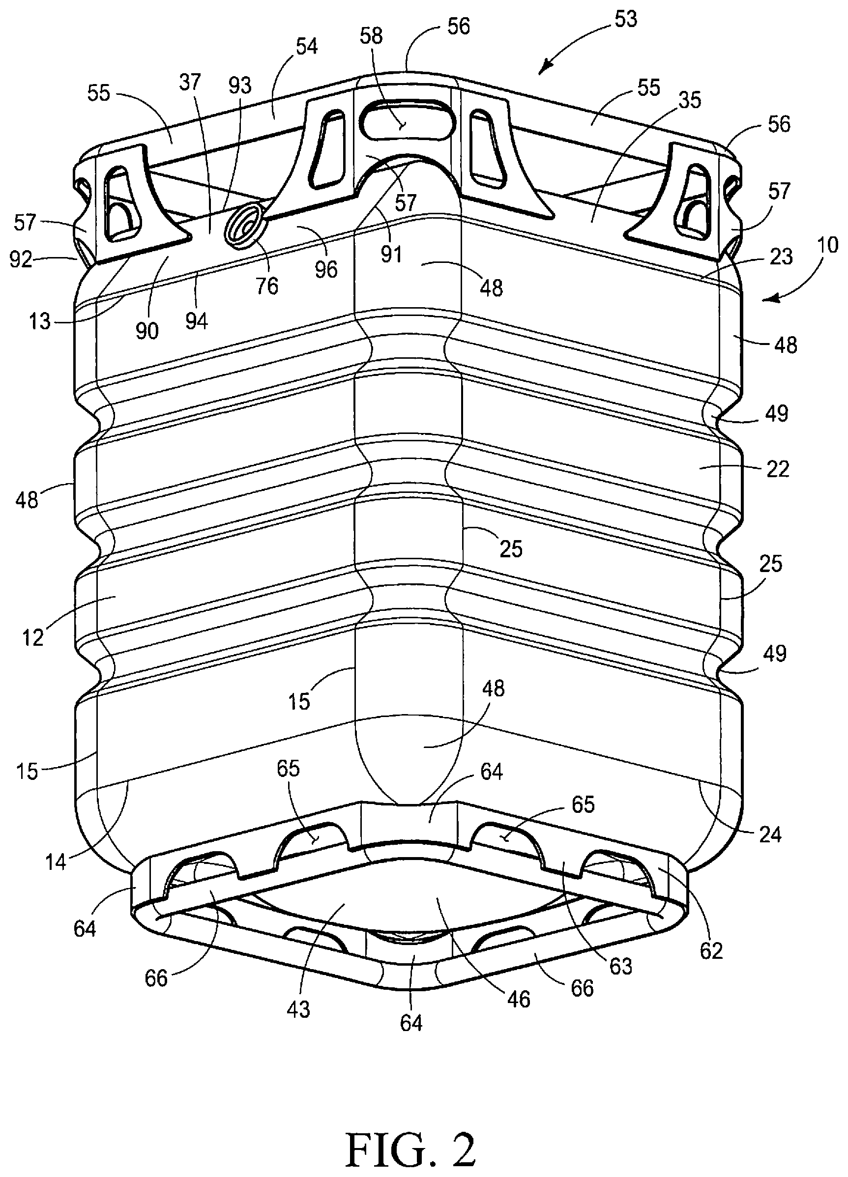 Patent US12098010 Figure 2 – Container for storing, transporting and dispensing a beverage