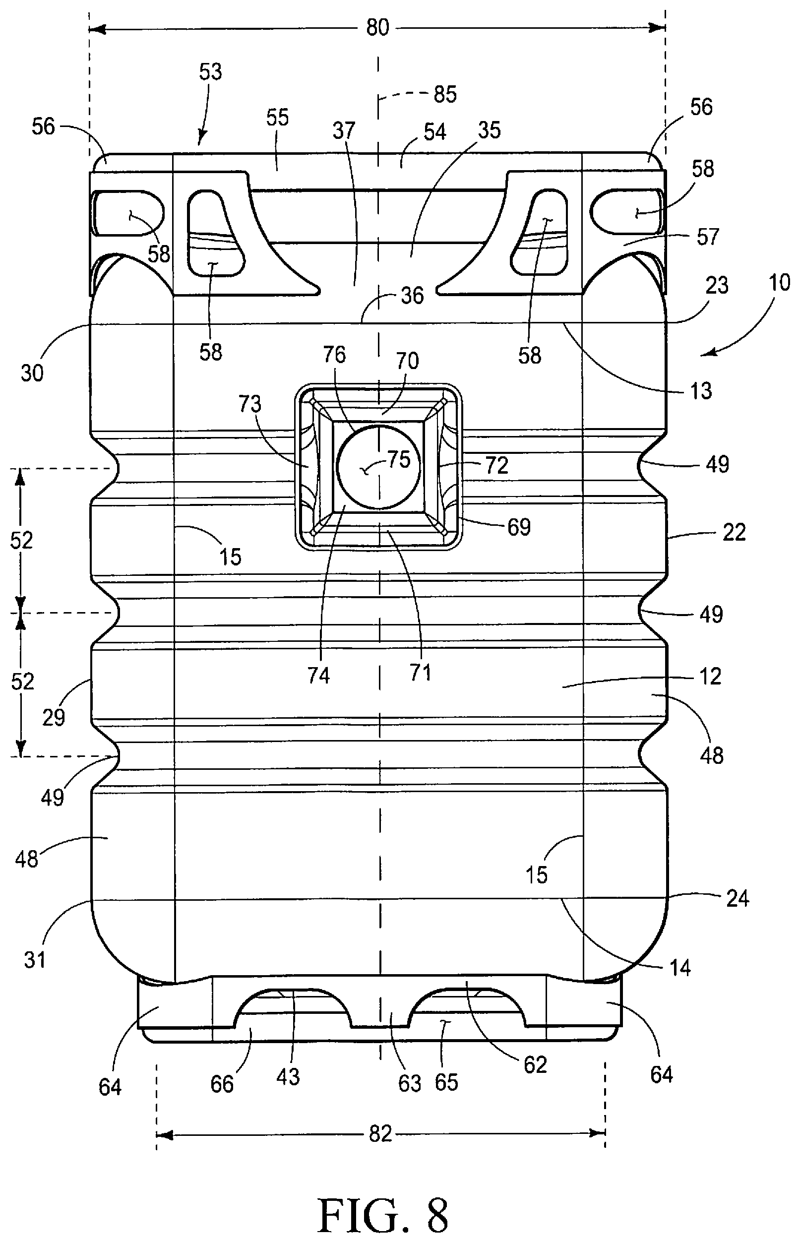 Patent US12098010 Figure 8 – Container for storing, transporting and dispensing a beverage