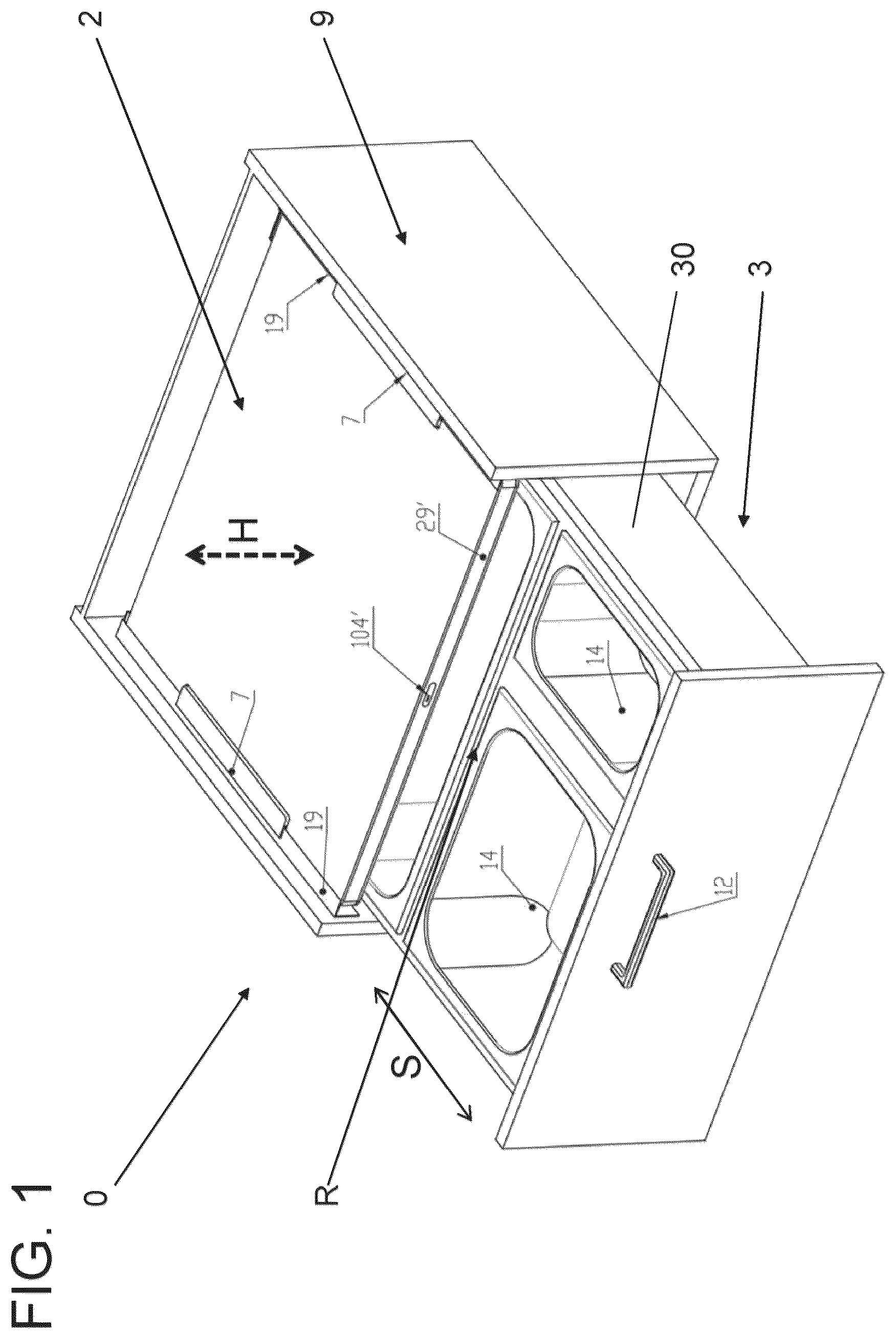 Patent US12098013 Figure 1 – Multilayer cover of a vacuum drawer device