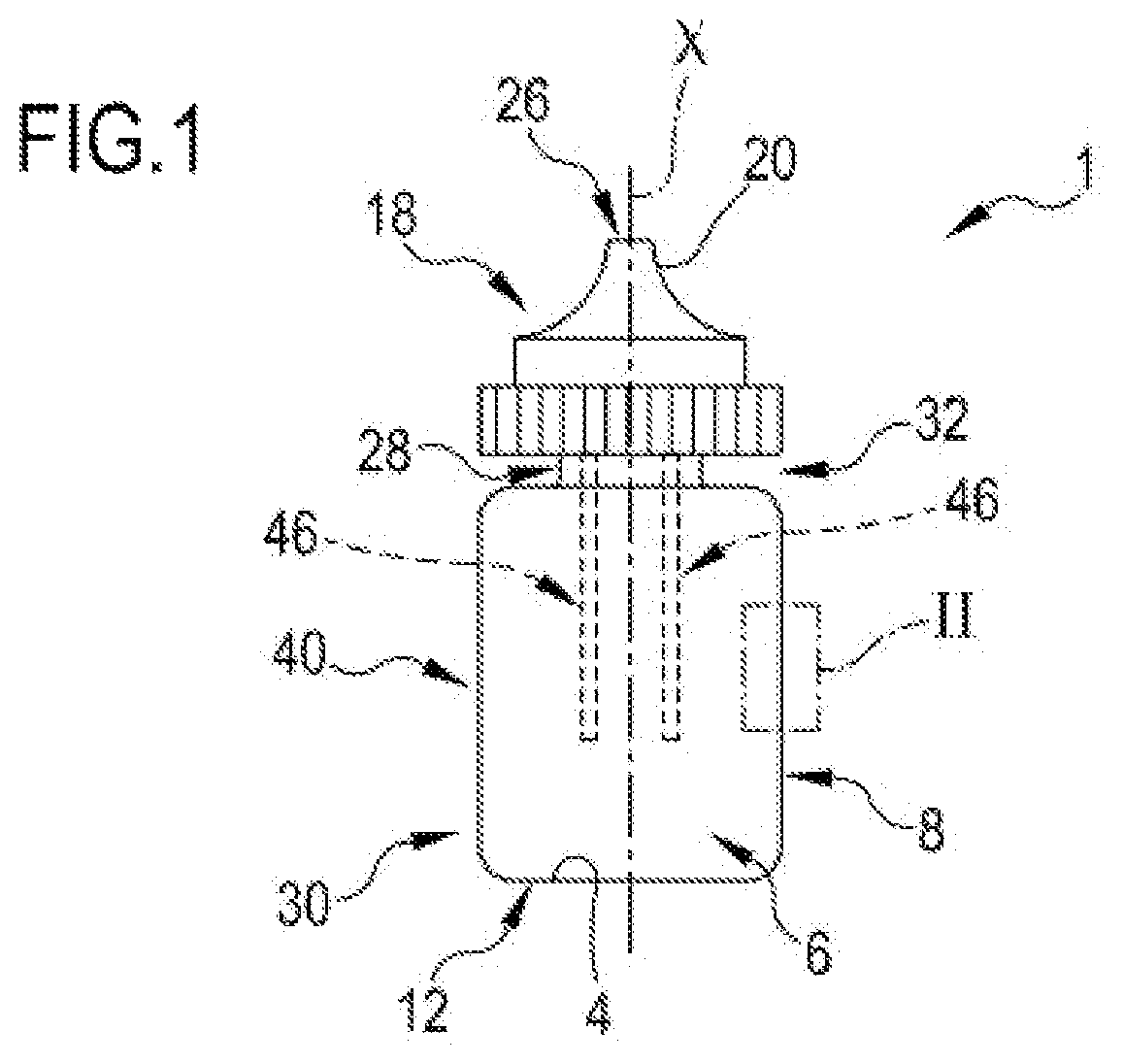 Patent US12098014 Figure 1 – Compound material, container and sterile product