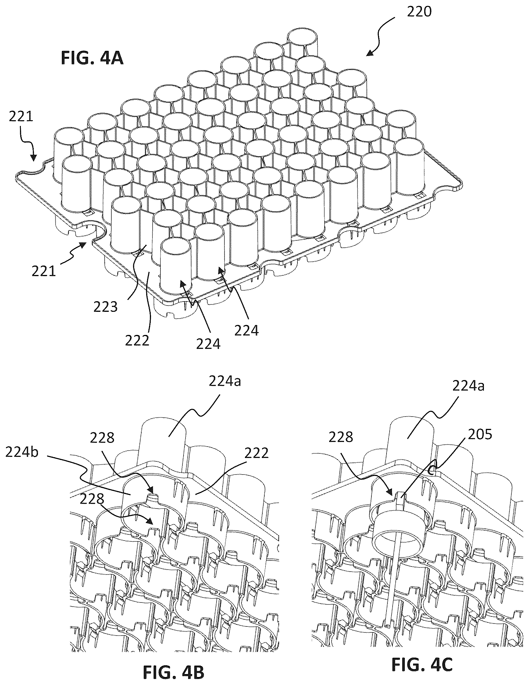 Patent US12098018 Figure 6 – Nesting structures for storage, transport, and assembly of drug dispensers and containers