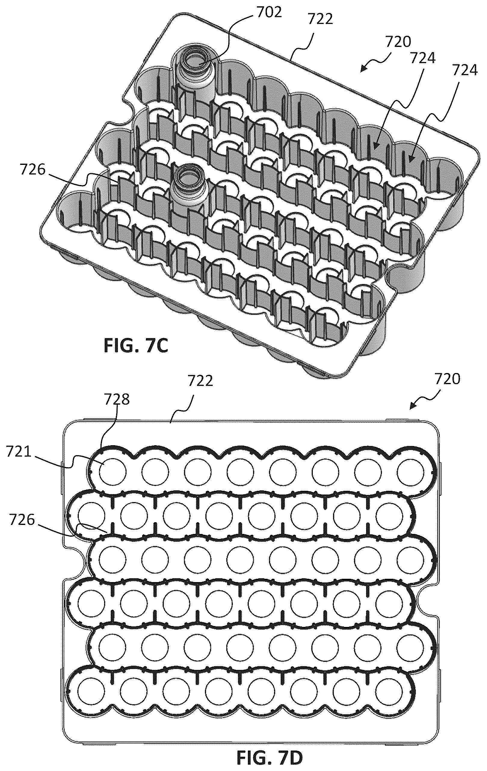 Patent US12098018 Figure 11 – Nesting structures for storage, transport, and assembly of drug dispensers and containers