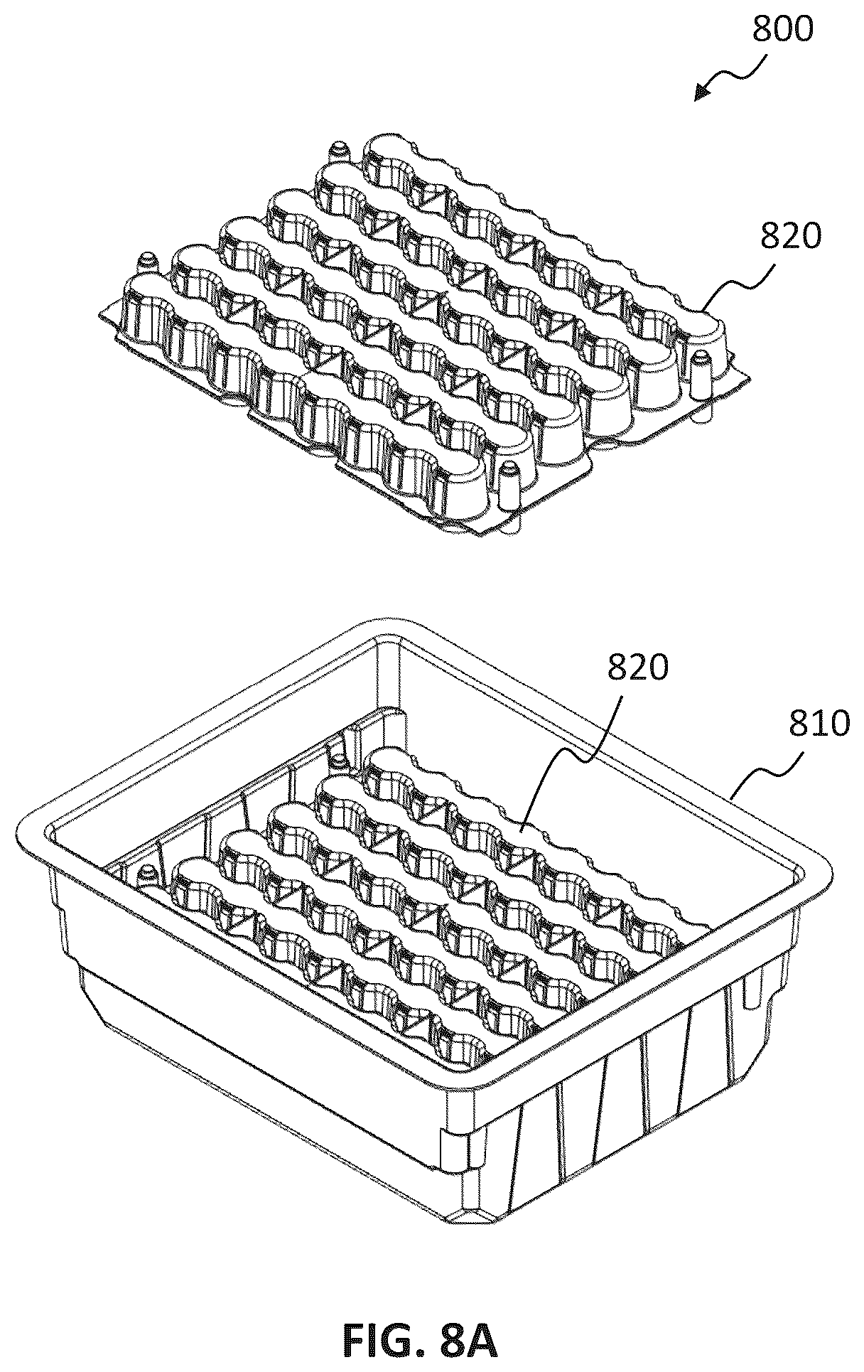 Patent US12098018 Figure 12 – Nesting structures for storage, transport, and assembly of drug dispensers and containers