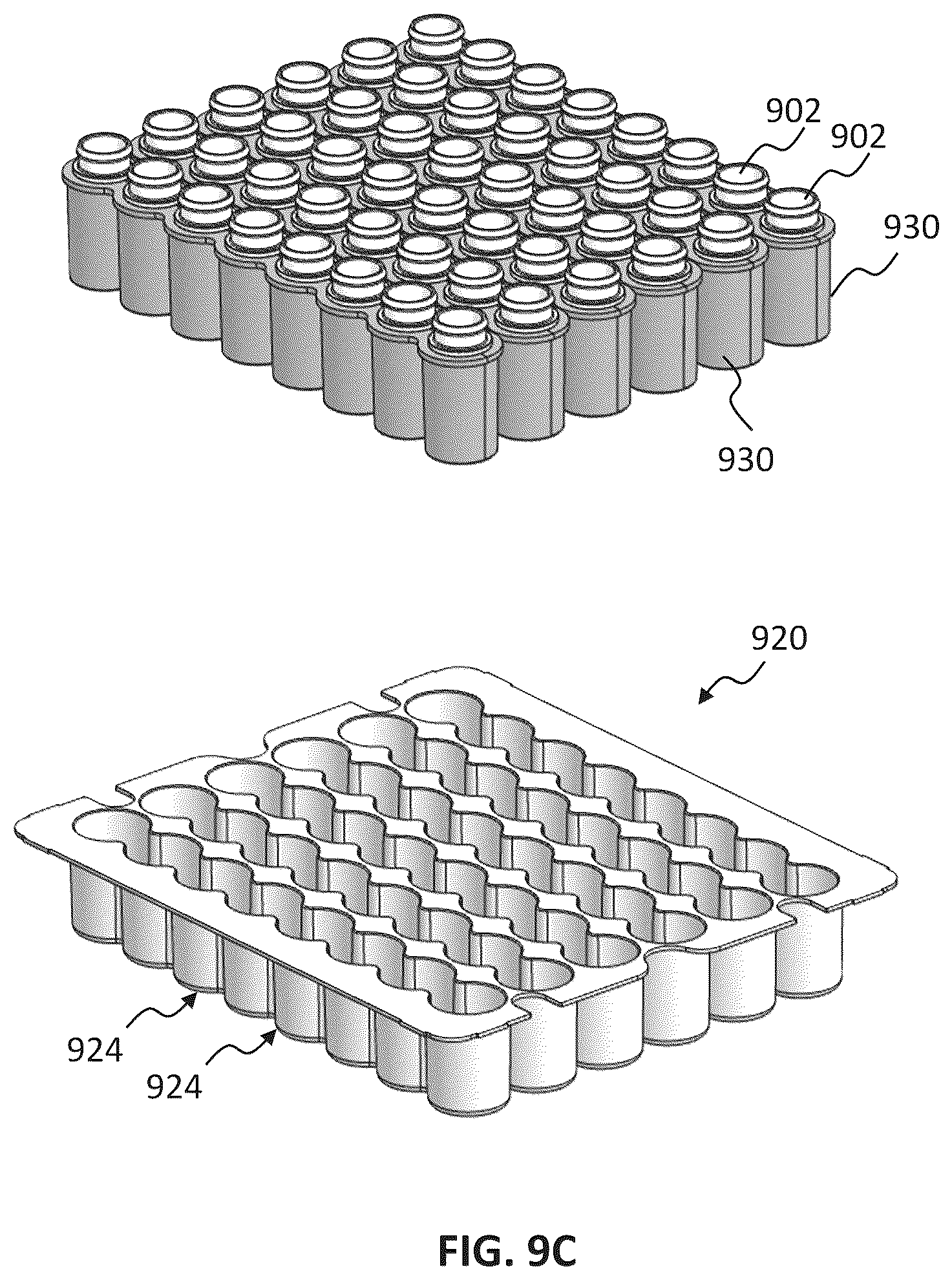 Patent US12098018 Figure 17 – Nesting structures for storage, transport, and assembly of drug dispensers and containers