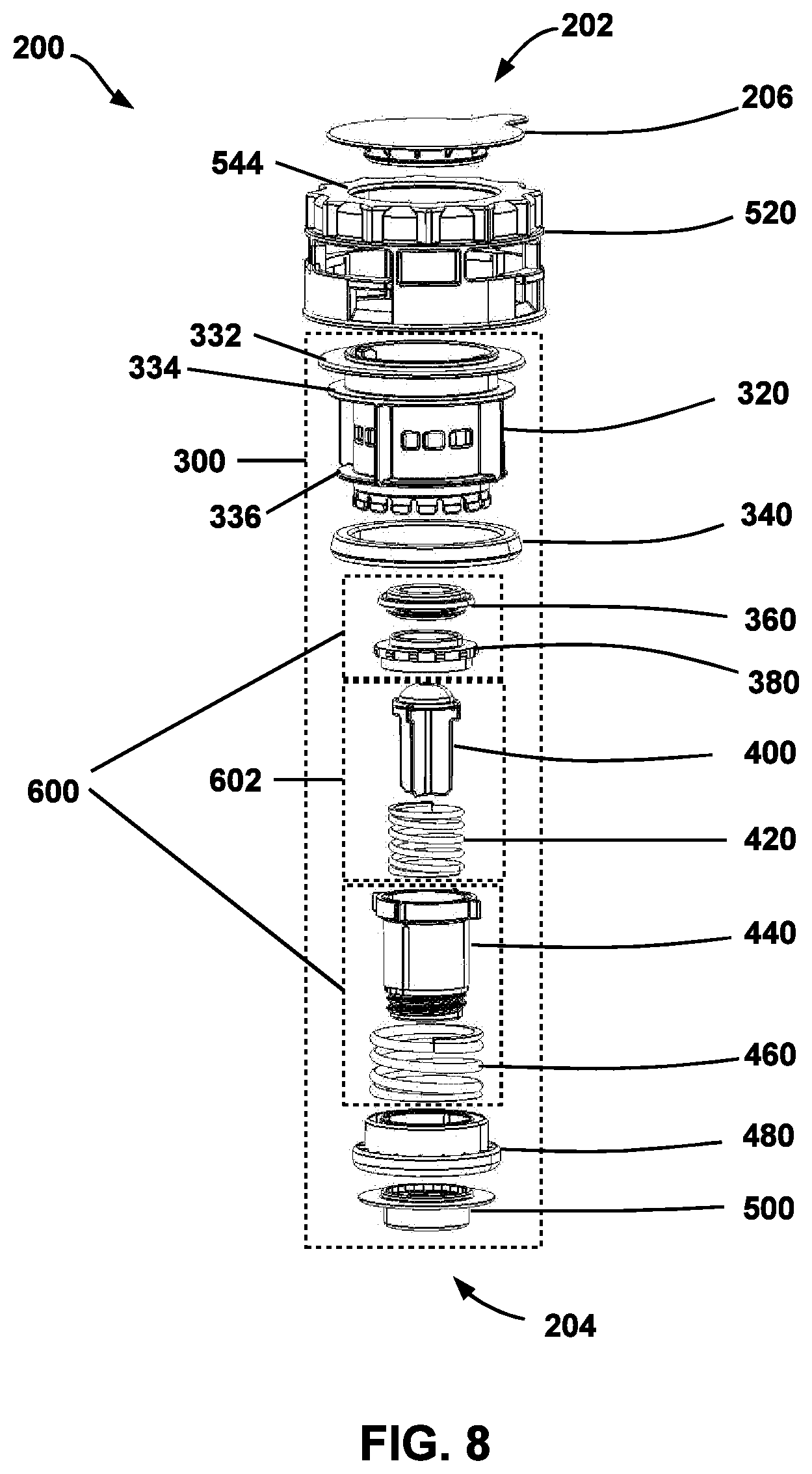 Patent US12098019 Figure 8 – System and components for receiving, storing, and dispensing fluids