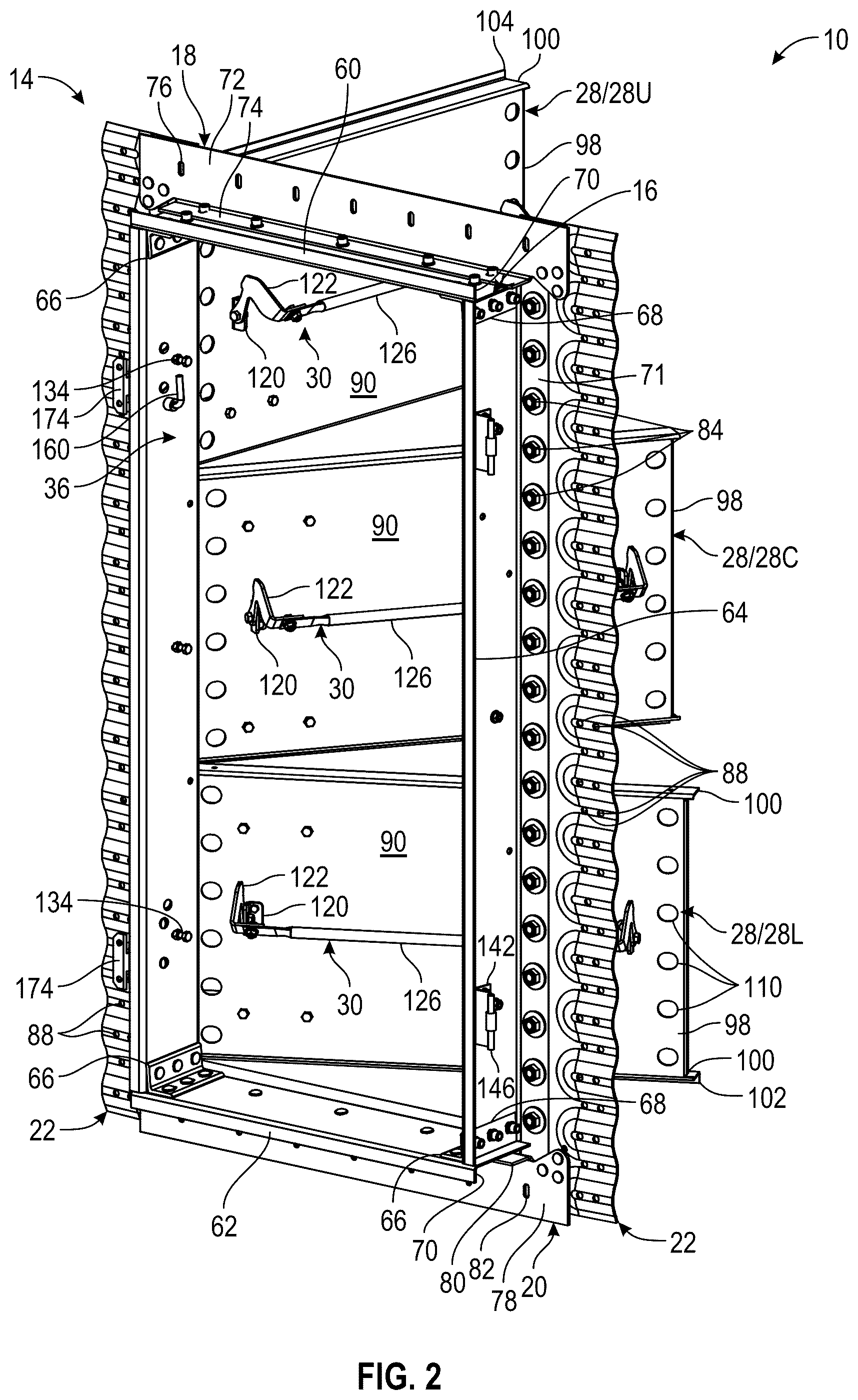 Patent US12098020 Figure 2 – Safety grain bin door latch system
