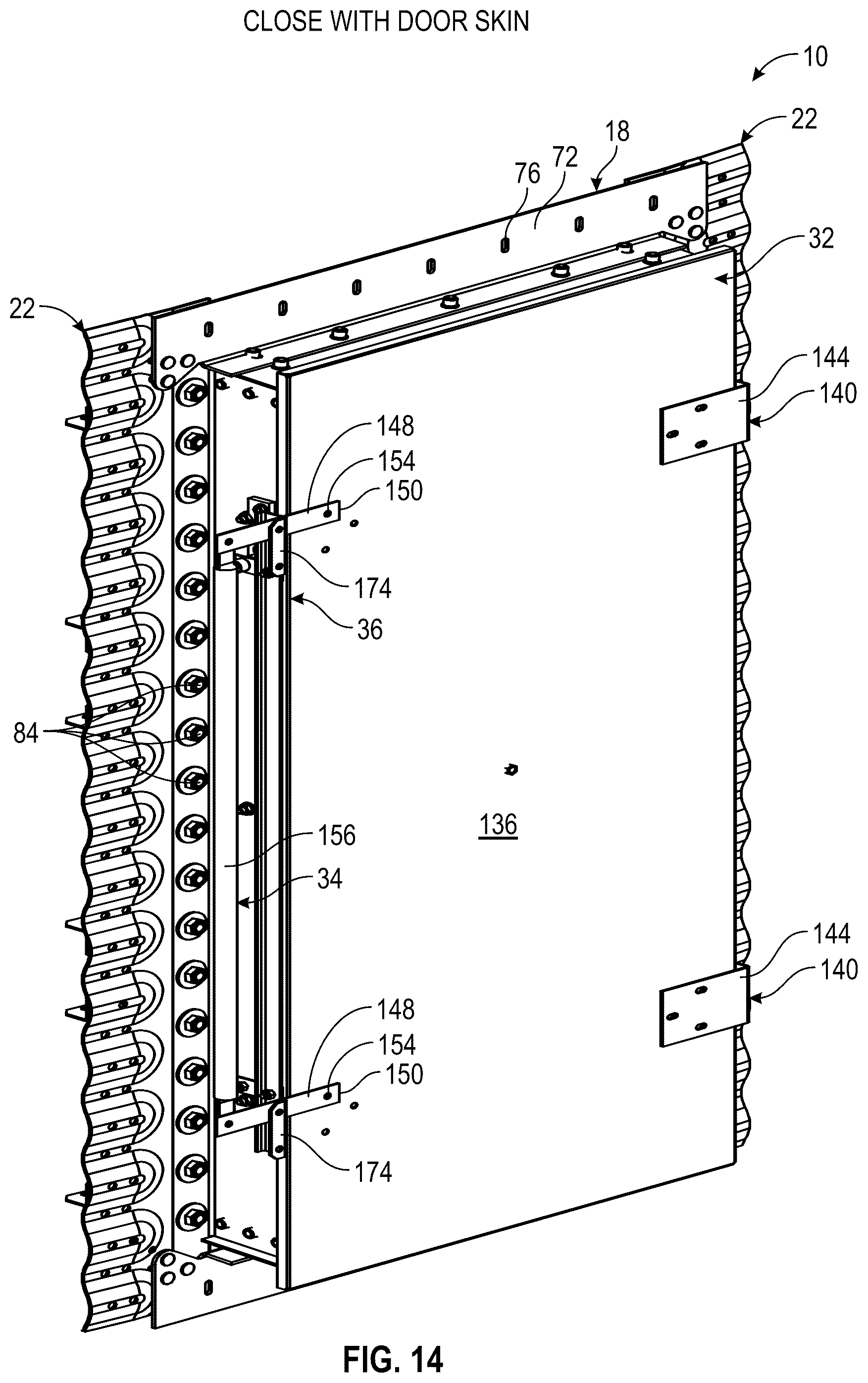Patent US12098020 Figure 14 – Safety grain bin door latch system