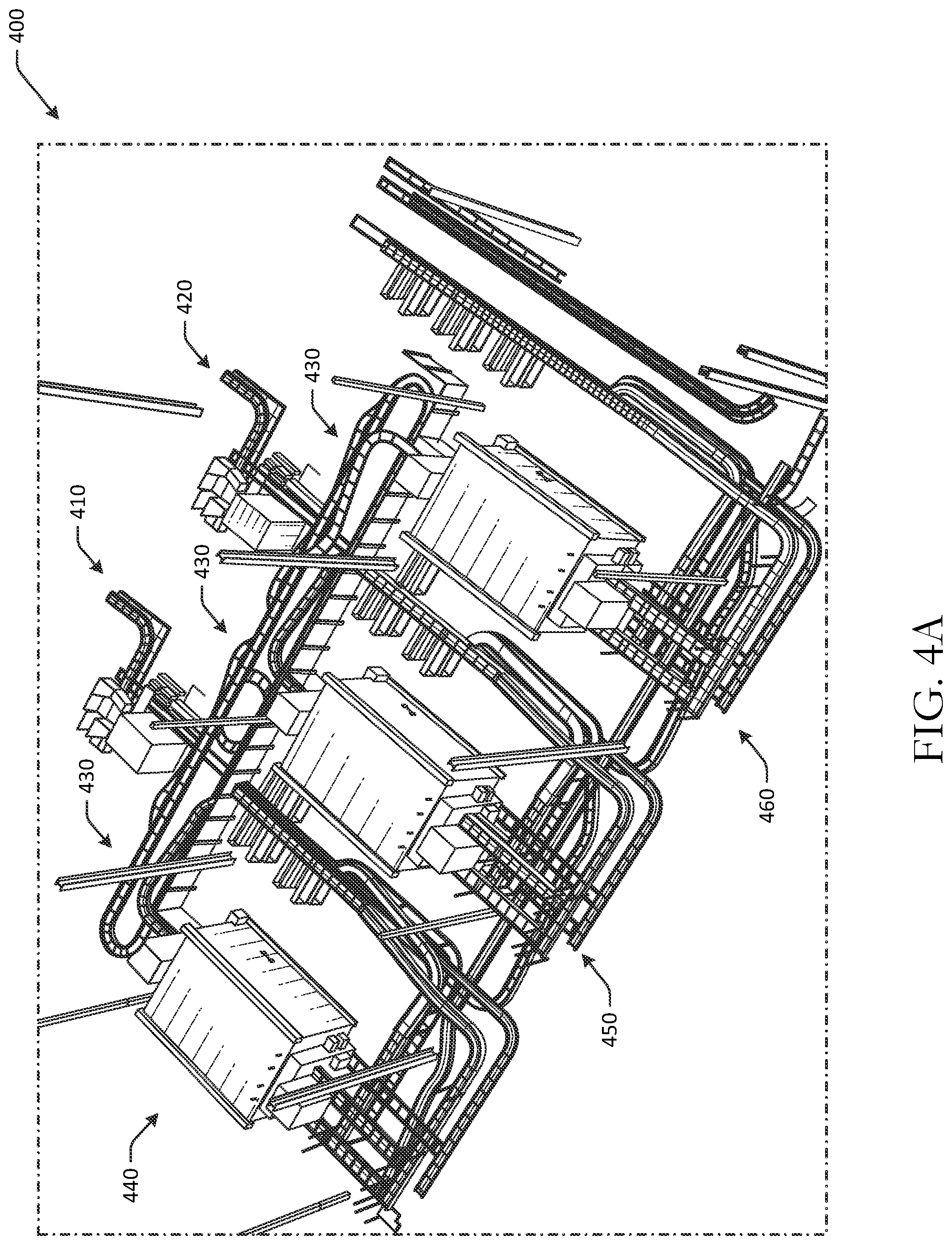 Patent US12098031 Figure 4 – Elevators for material handling shuttles