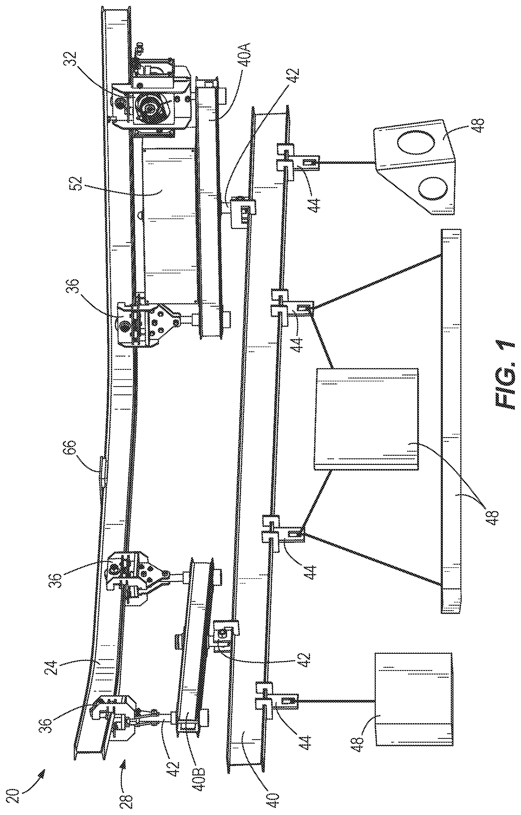 Patent US12098034 Figure 1 – Conveyor system with automated carriers