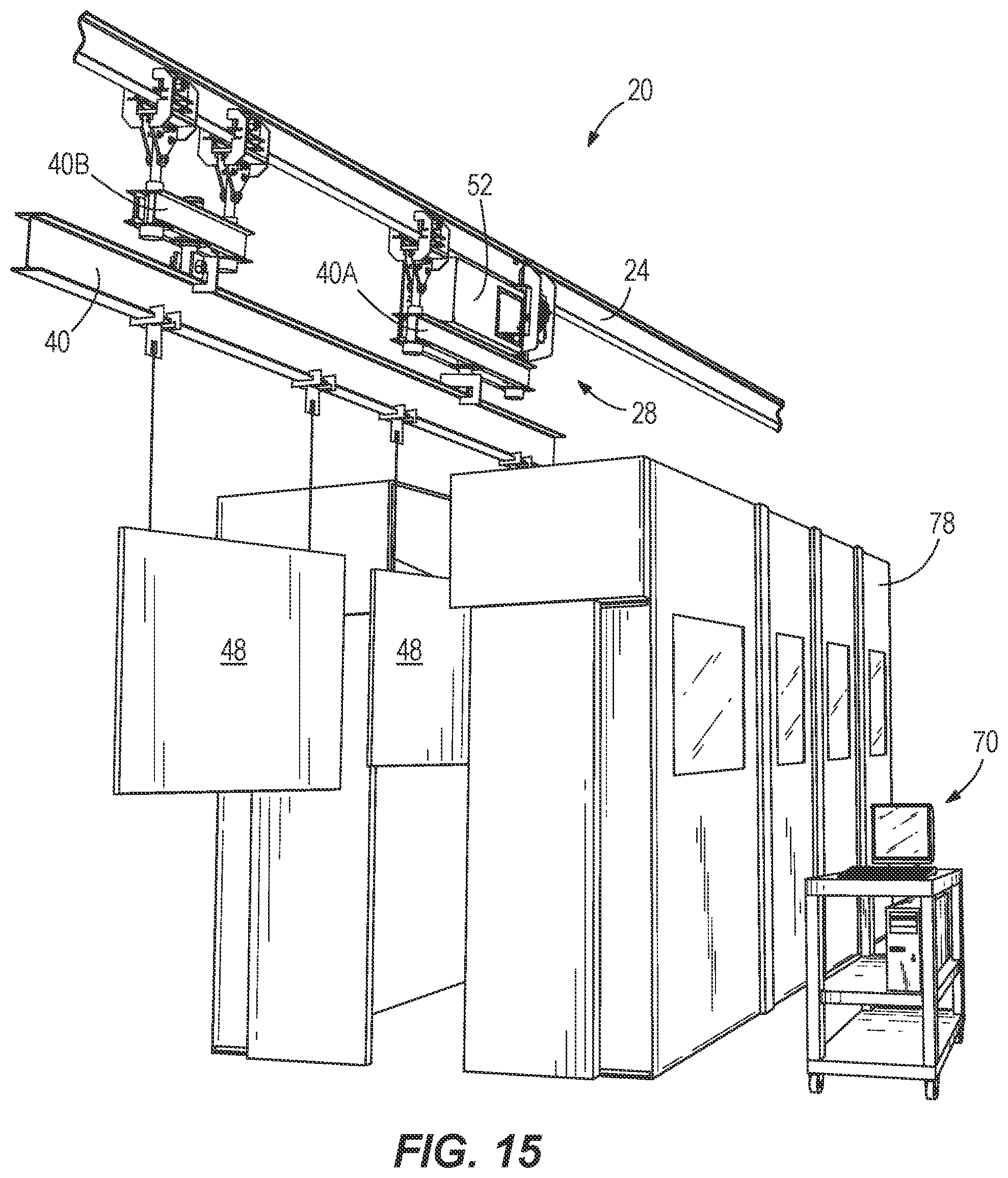 Patent US12098034 Figure 13 – Conveyor system with automated carriers