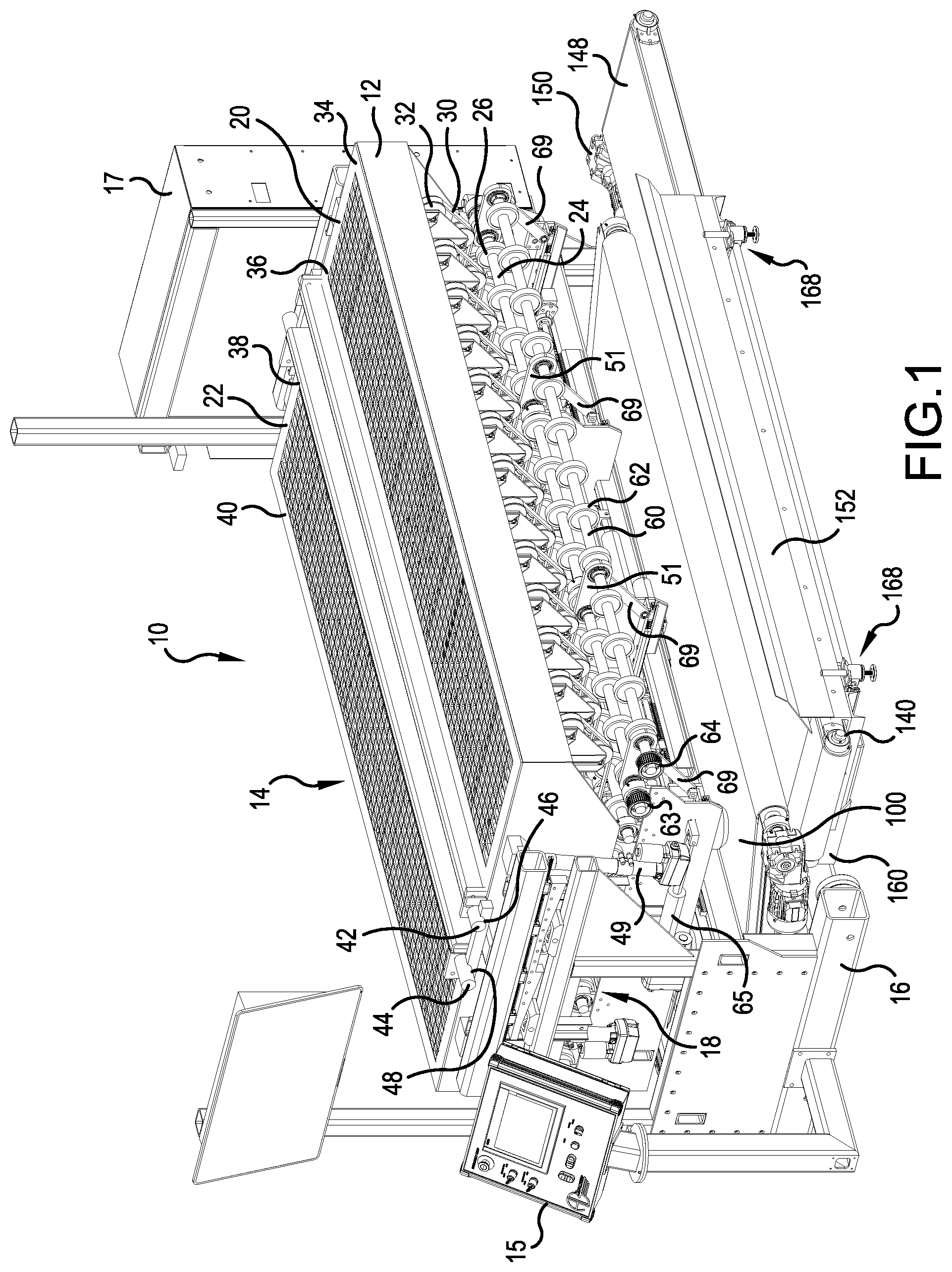 Patent US12098042 Figure 1 – Front end conveyor having scrap removal brush