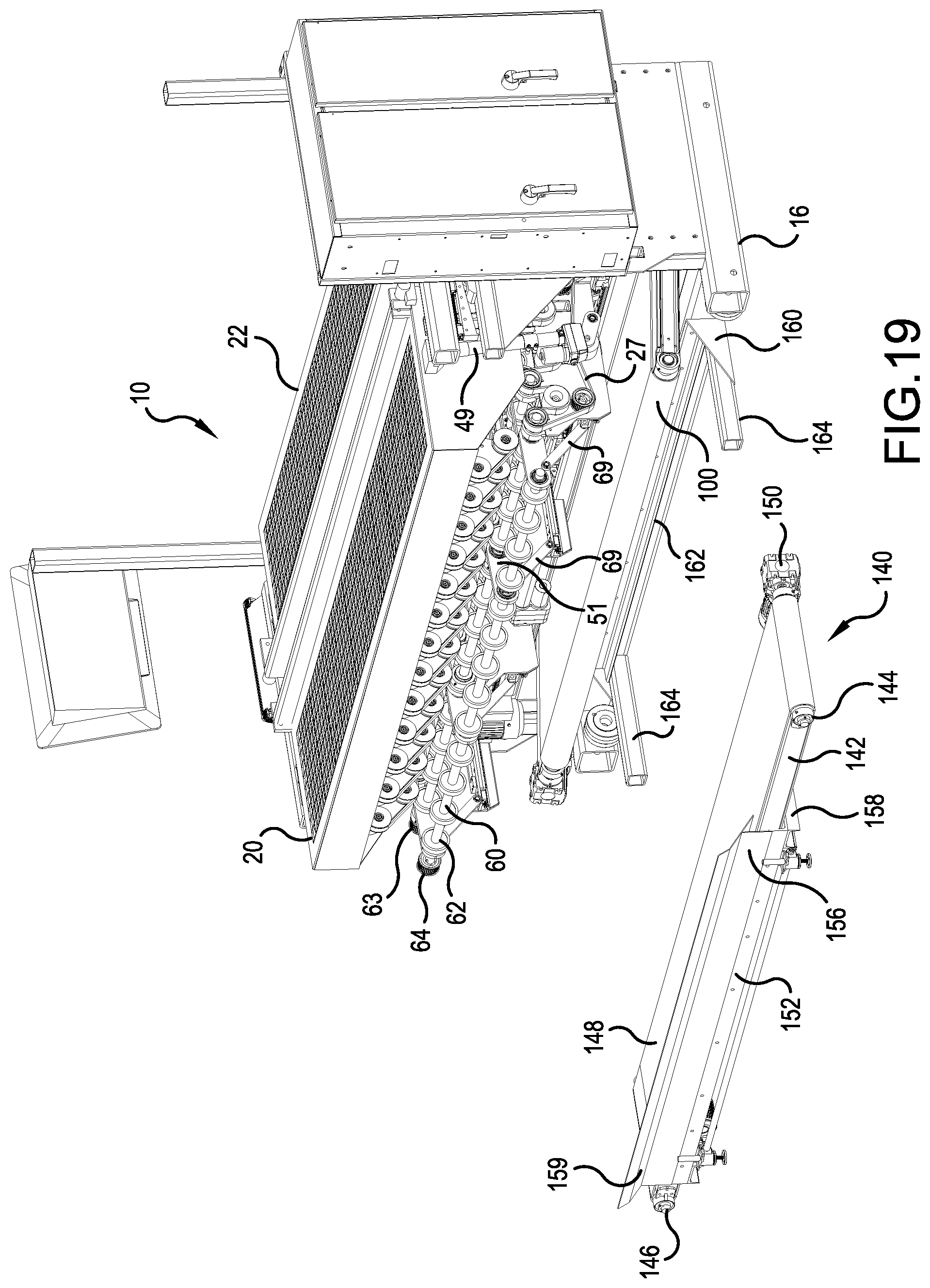 Patent US12098042 Figure 14 – Front end conveyor having scrap removal brush