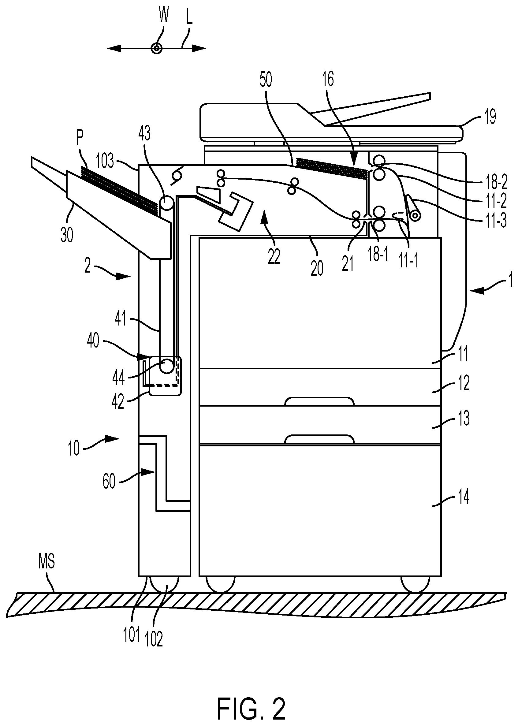 Patent US12098044 Figure 2 – Finisher including height adjustment unit