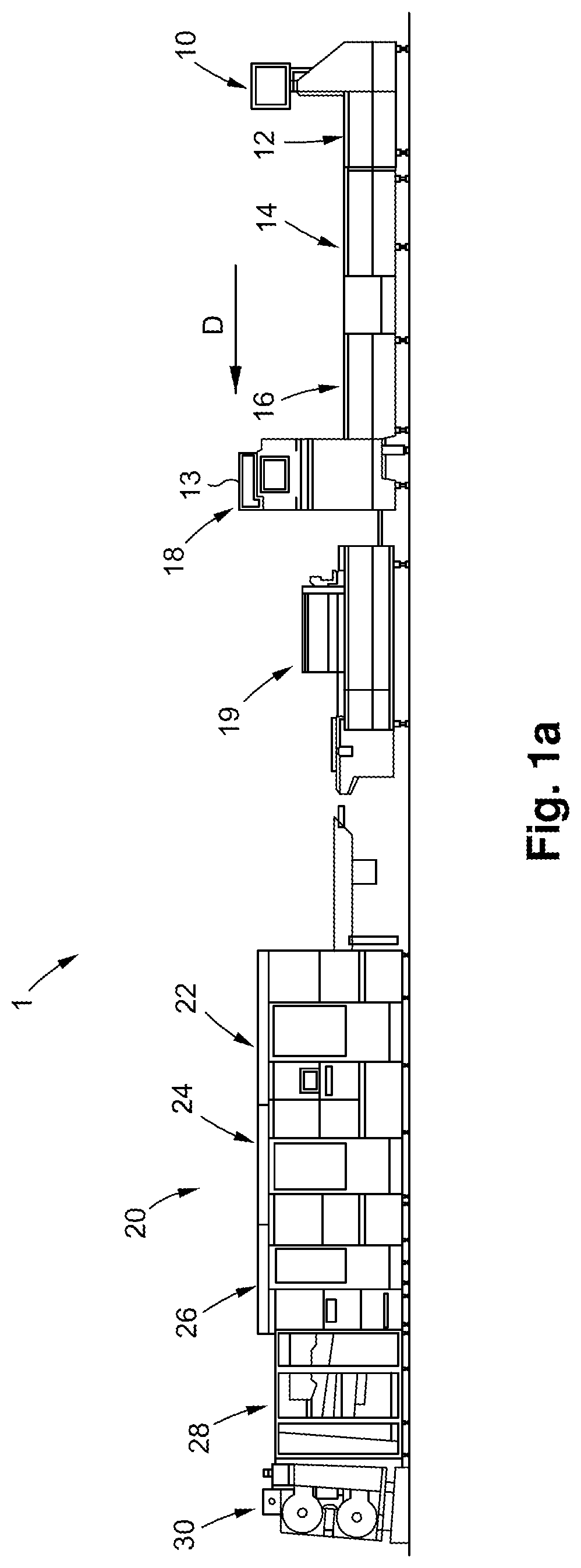 Patent US12098045 Figure 1 – Stacker module for a converting machine
