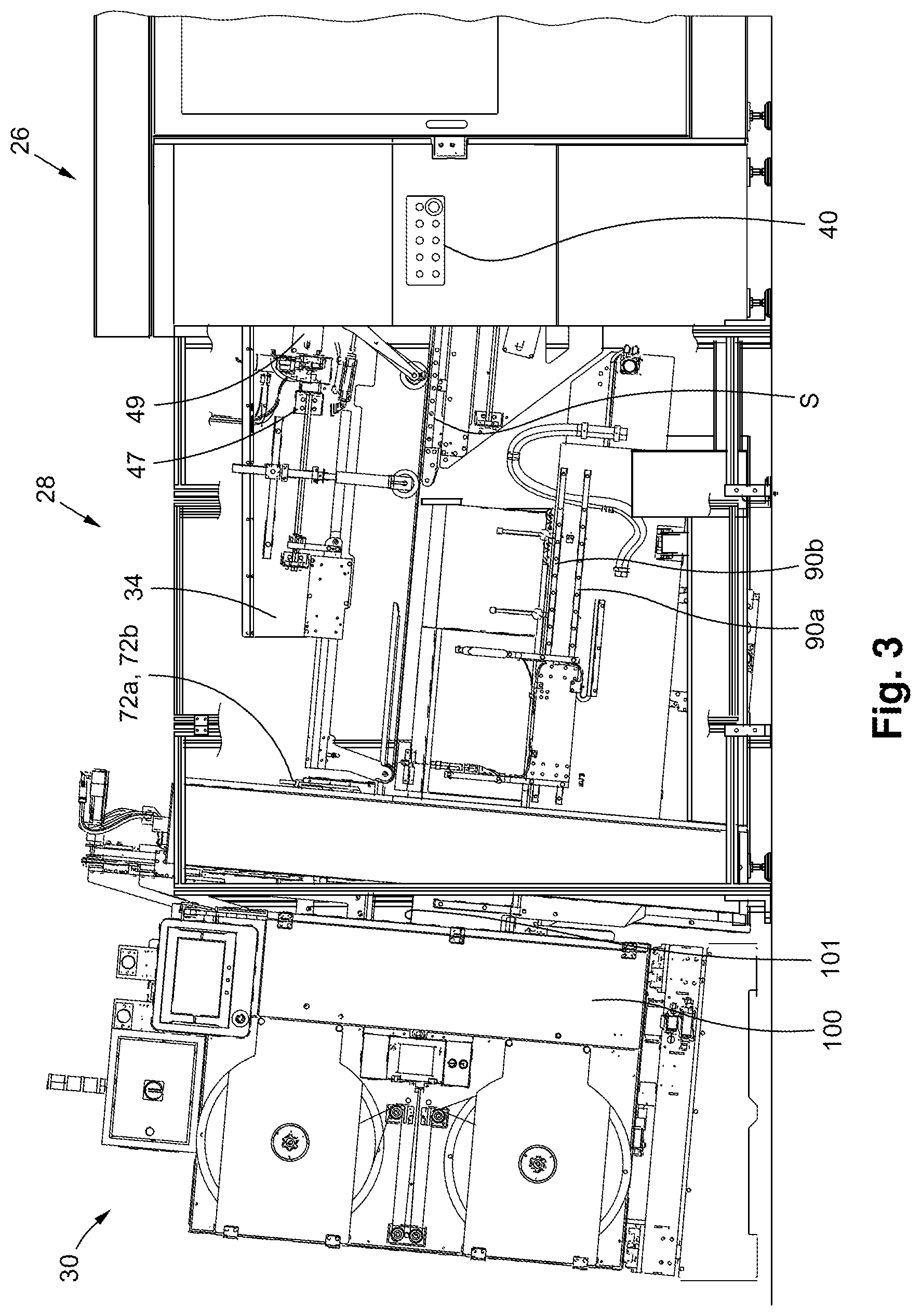 Patent US12098045 Figure 4 – Stacker module for a converting machine