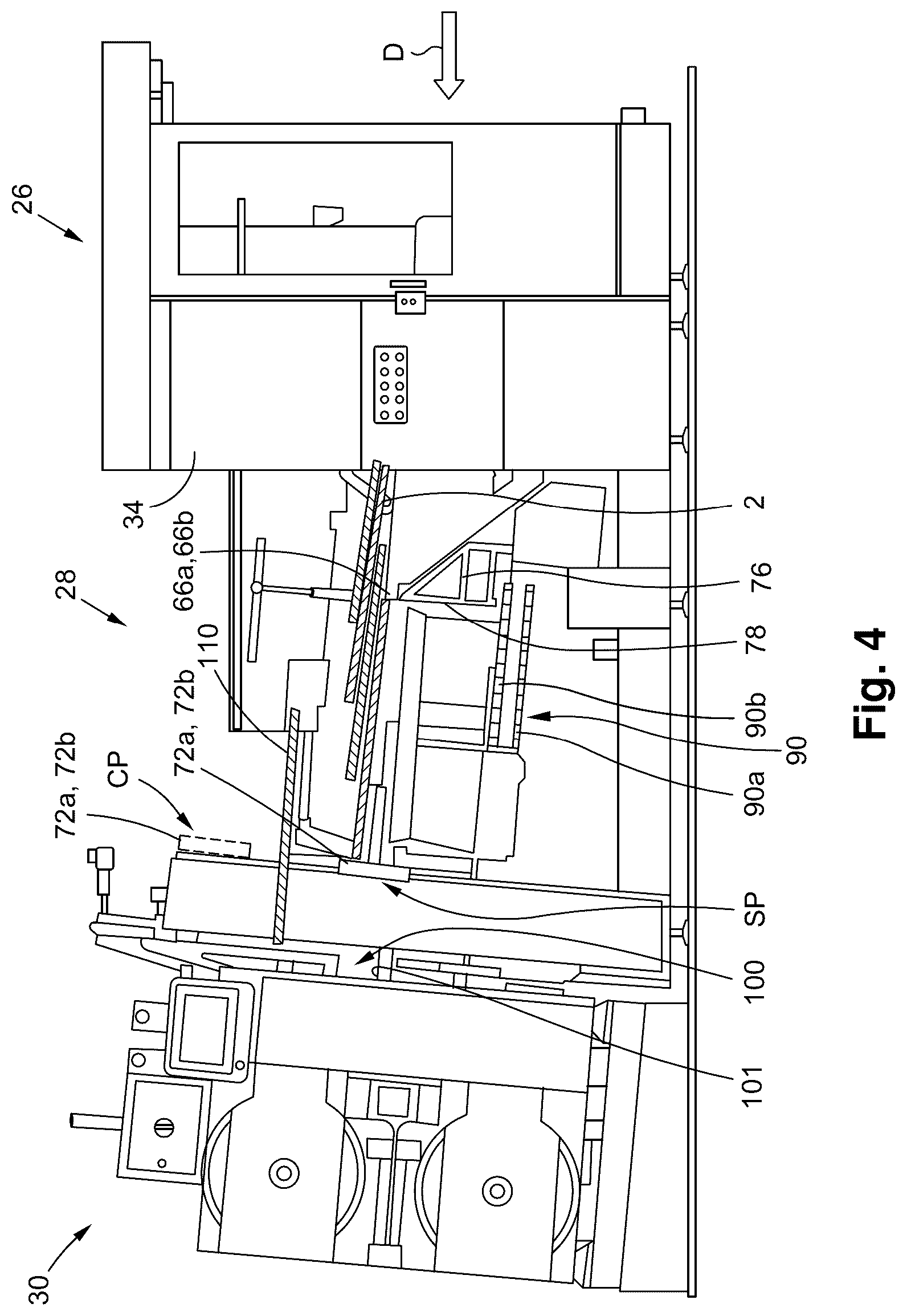 Patent US12098045 Figure 5 – Stacker module for a converting machine