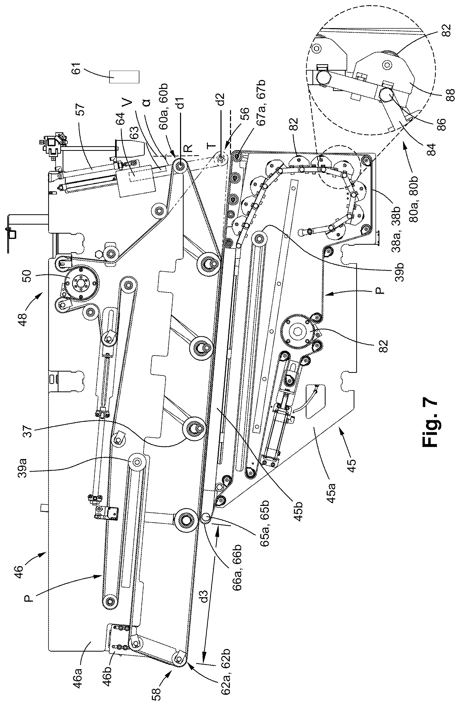 Patent US12098045 Figure 8 – Stacker module for a converting machine