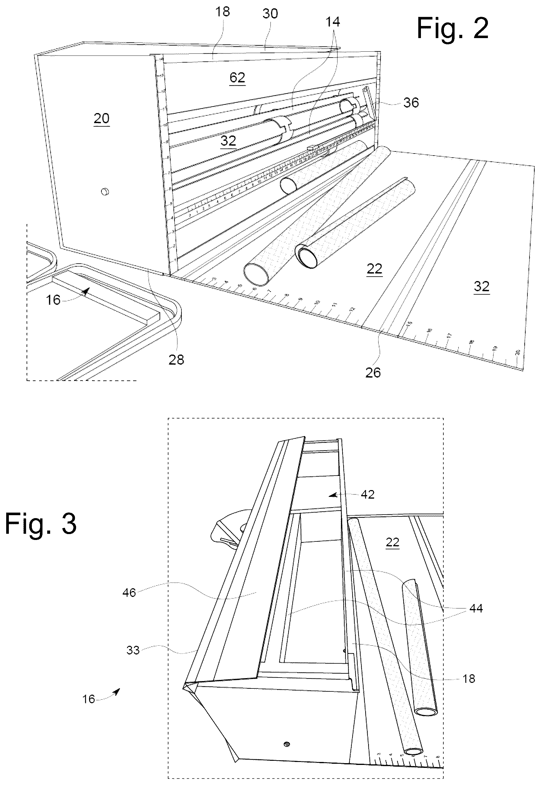 Patent US12098048 Figure 2 – Wrapping paper storage and dispensing device