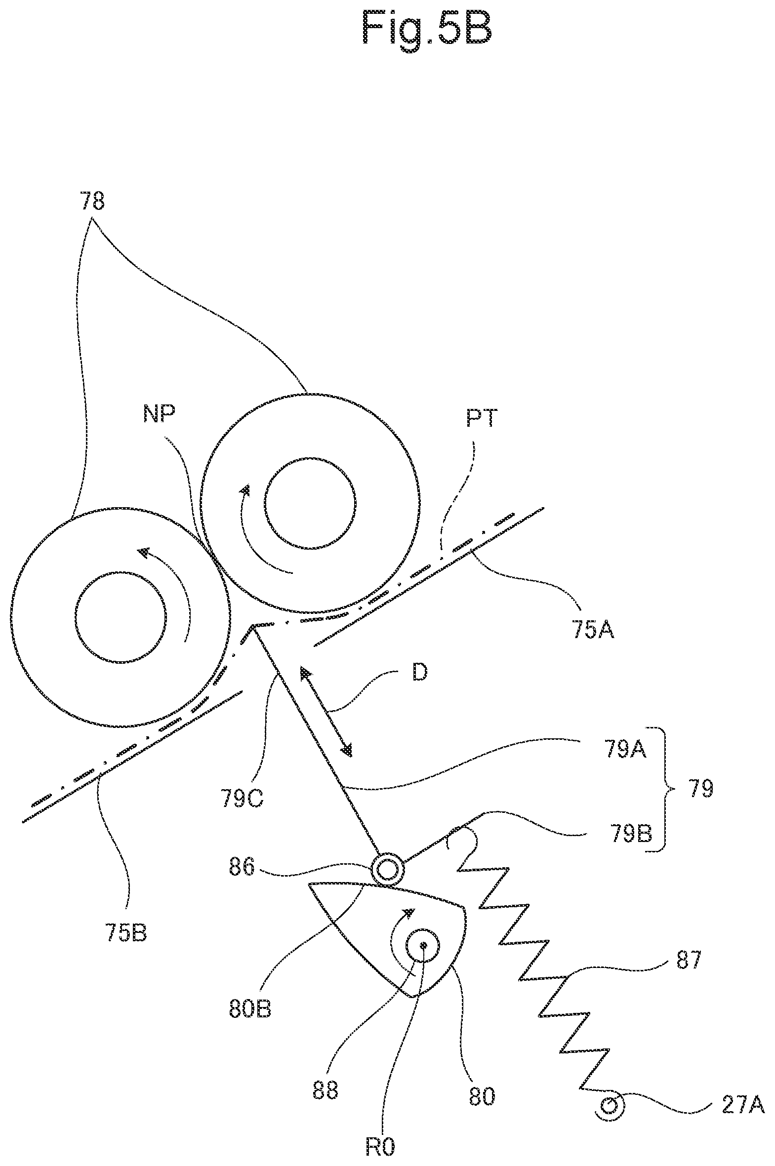 Patent US12098052 Figure 6 – Postprocessing device that matches moving speed of tip portion of folding blade with moving speed of circumferential surface of pair of folding rollers, at predetermined timing