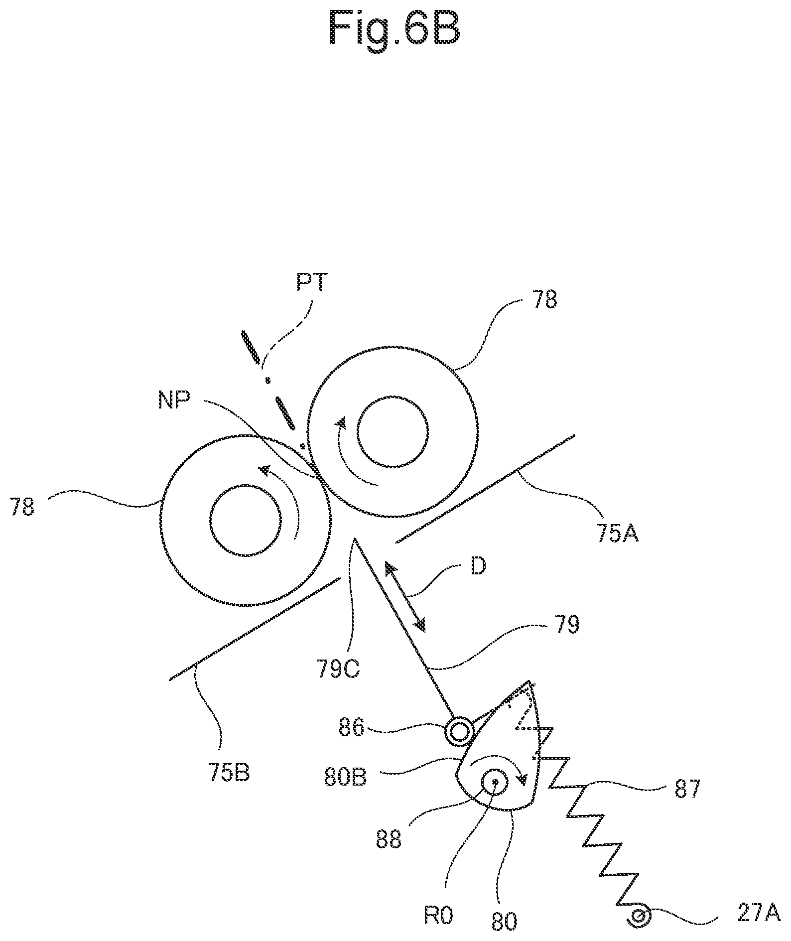 Patent US12098053 Figure 8 – Postprocessing device that controls rotation of pair of folding rollers according to status of sheet
