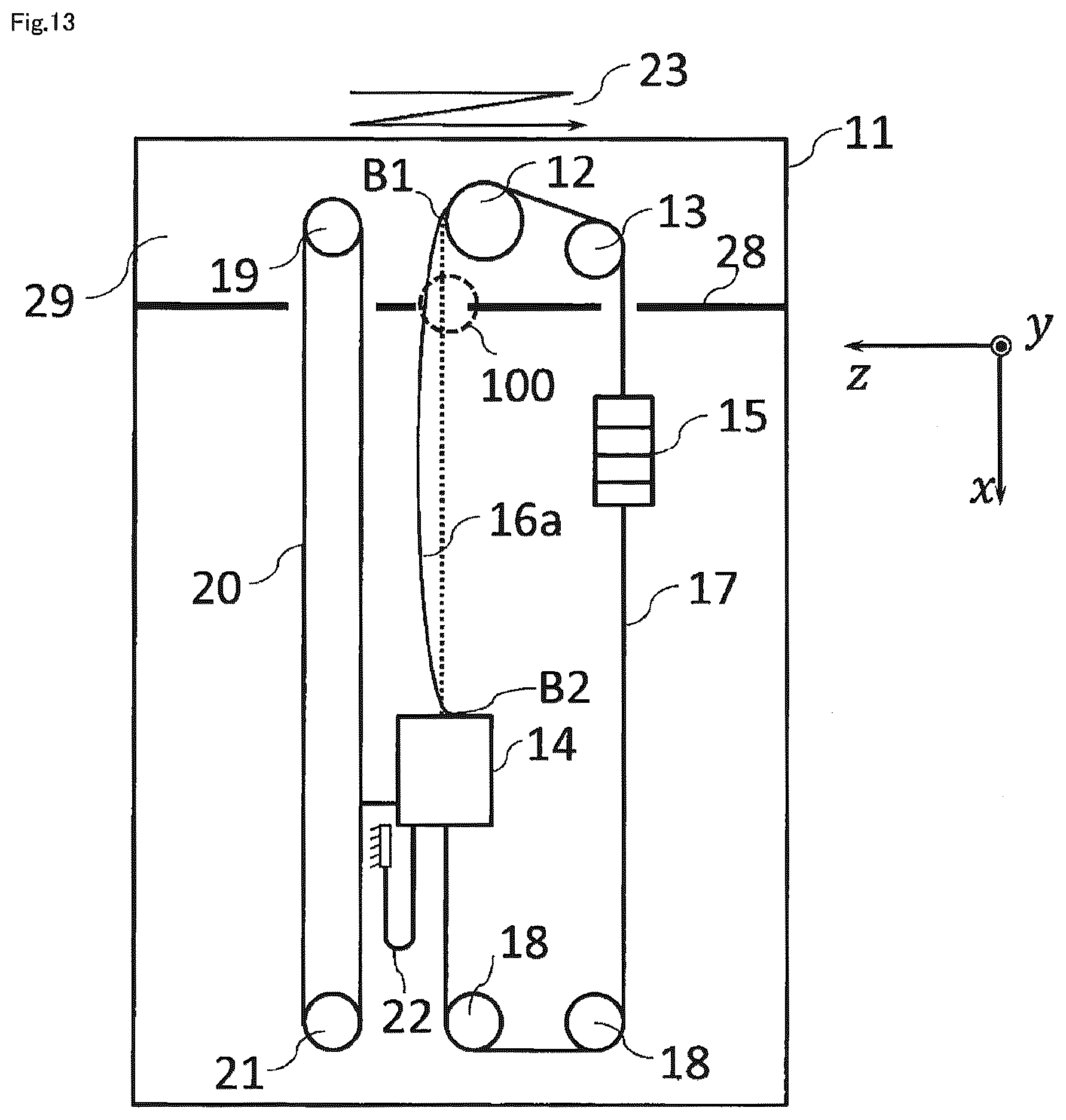 Patent US12098059 Figure 13 – Sway amount estimation system and elevator apparatus