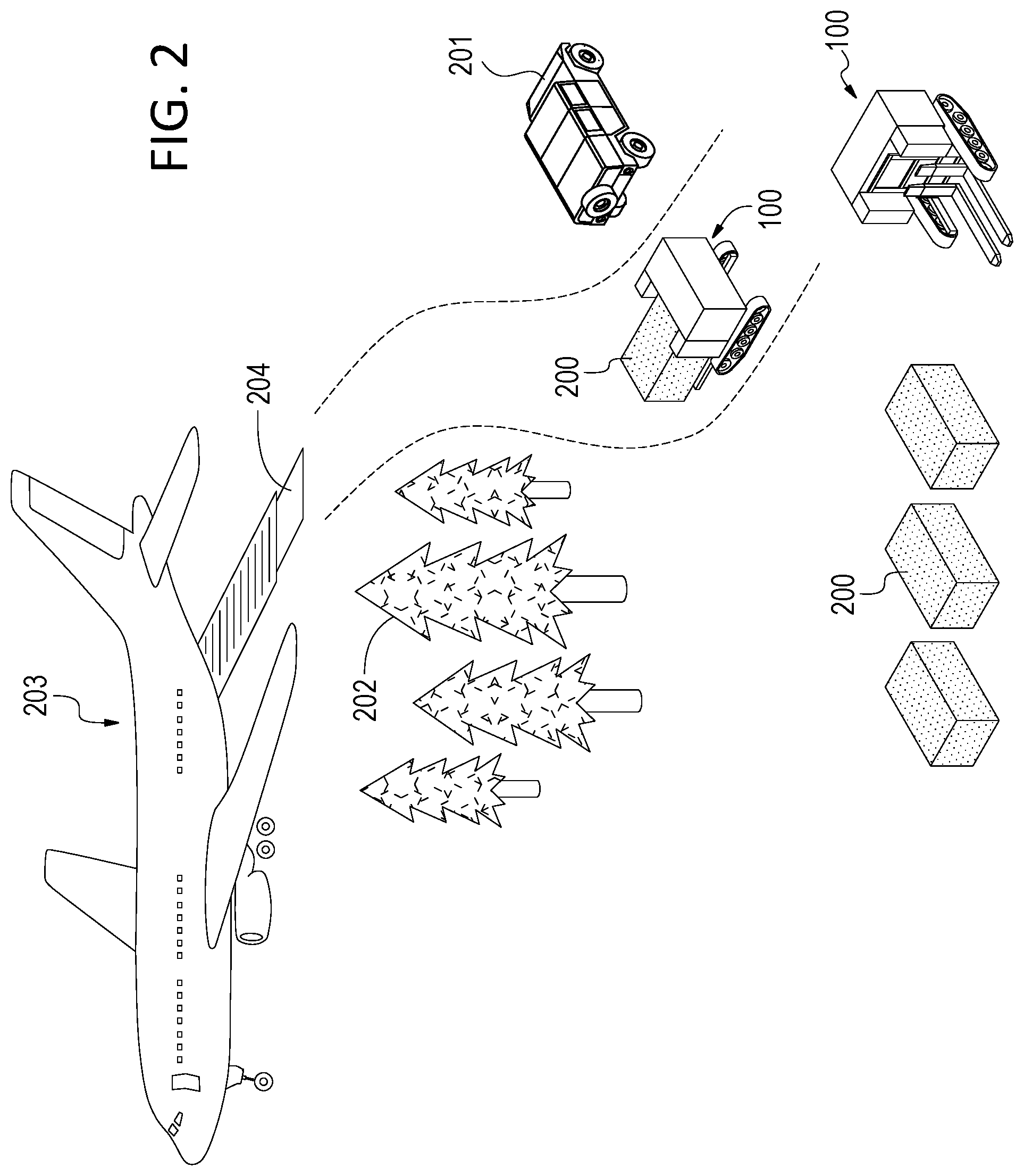Patent US12098062 Figure 2 – Autonomous robotic cargo system