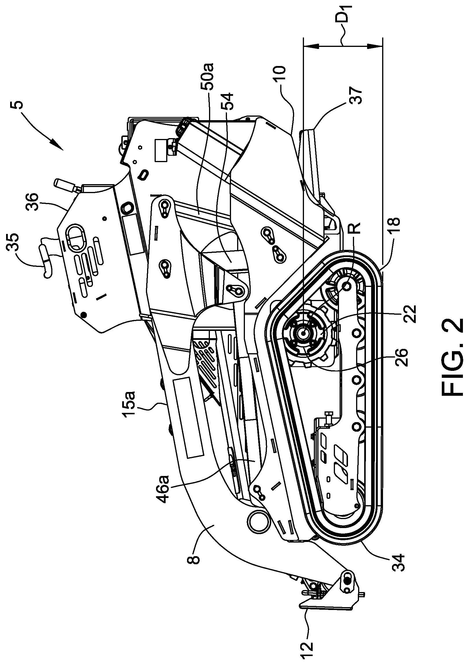 Patent US12098063 Figure 2 – Compact tool carrier and mainframes for a self-propelled machine