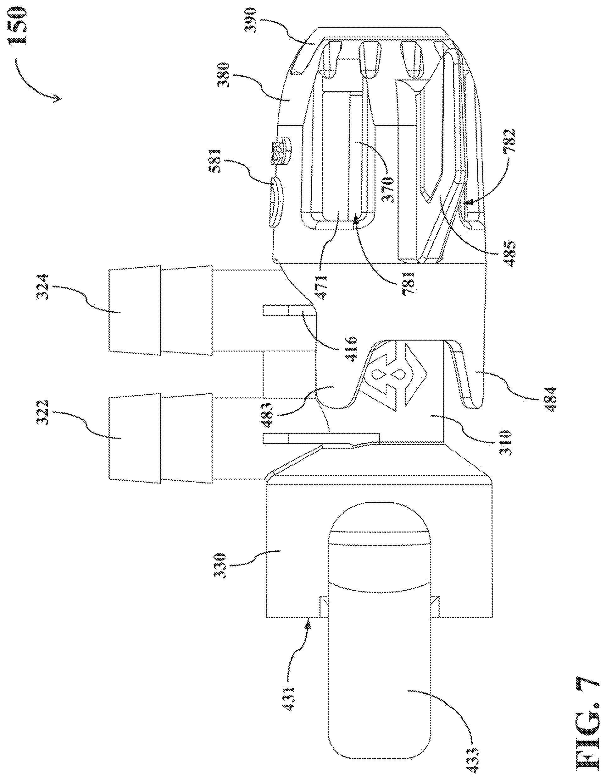 Patent US12098065 Figure 7 – Dual-mode fluid connector having rotatable element and supporting different operating modes