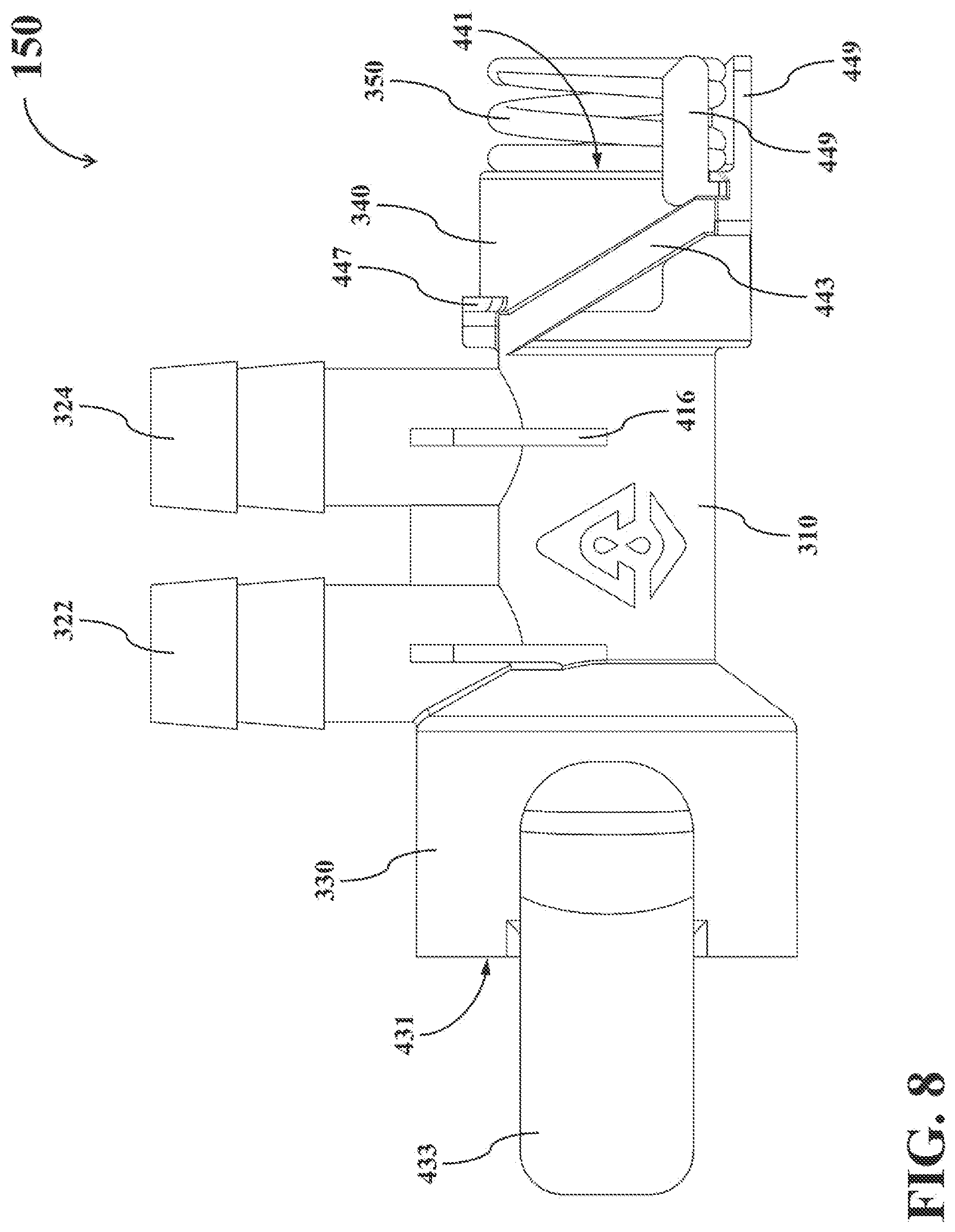 Patent US12098065 Figure 8 – Dual-mode fluid connector having rotatable element and supporting different operating modes