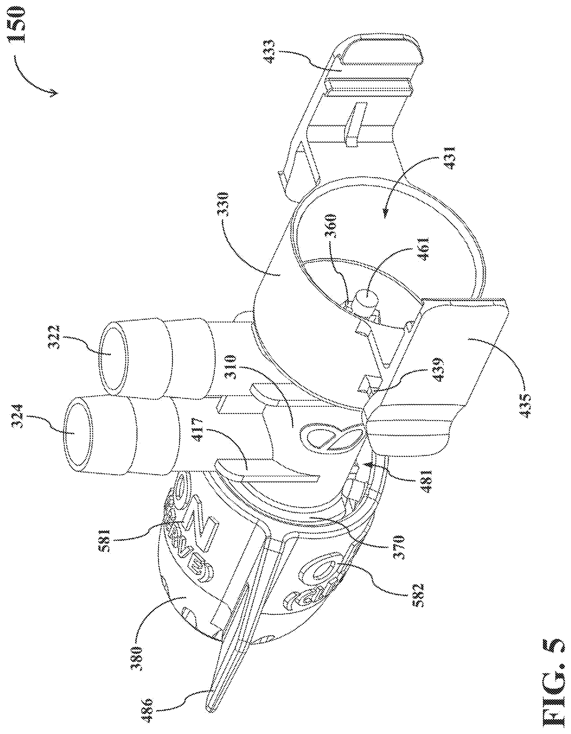 Patent US12098066 Figure 5 – Dual-mode fluid connector having bended plate and rotatable element
