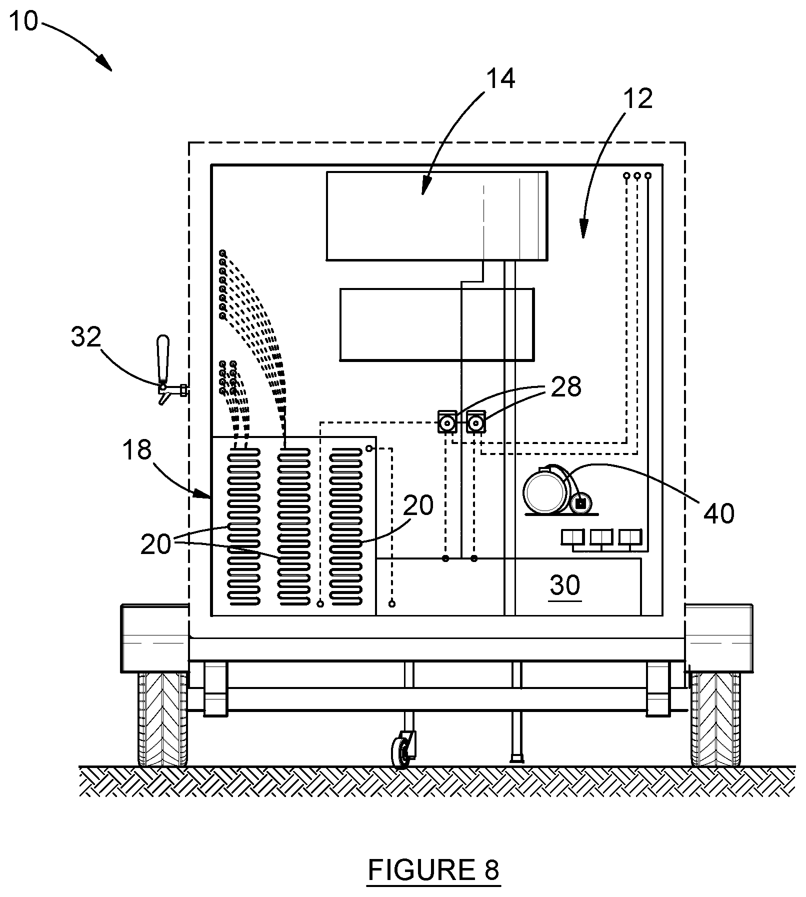Patent US12098067 Figure 8 – Mobile refrigerated bar unit