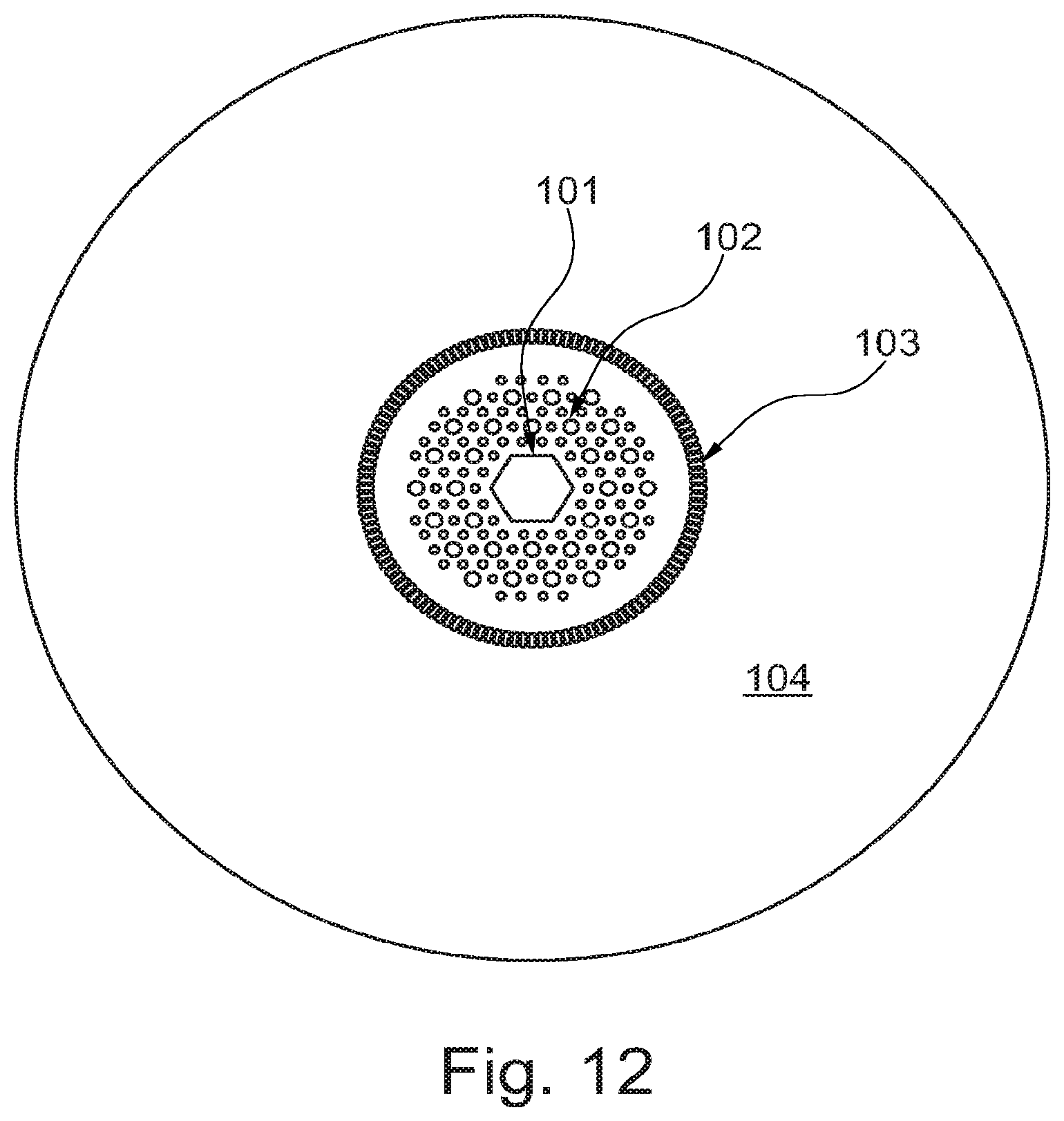 Patent US12098088 Figure 14 – Element for a preform, a fiber production method and an optical fiber drawn from the preform